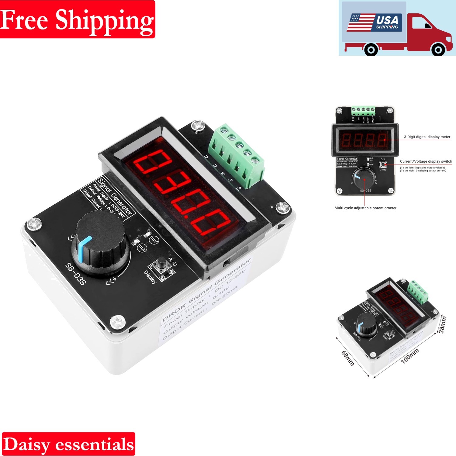 4-20mA Signal Generator Adjustable DC Voltage & Current for PLC LED Testing