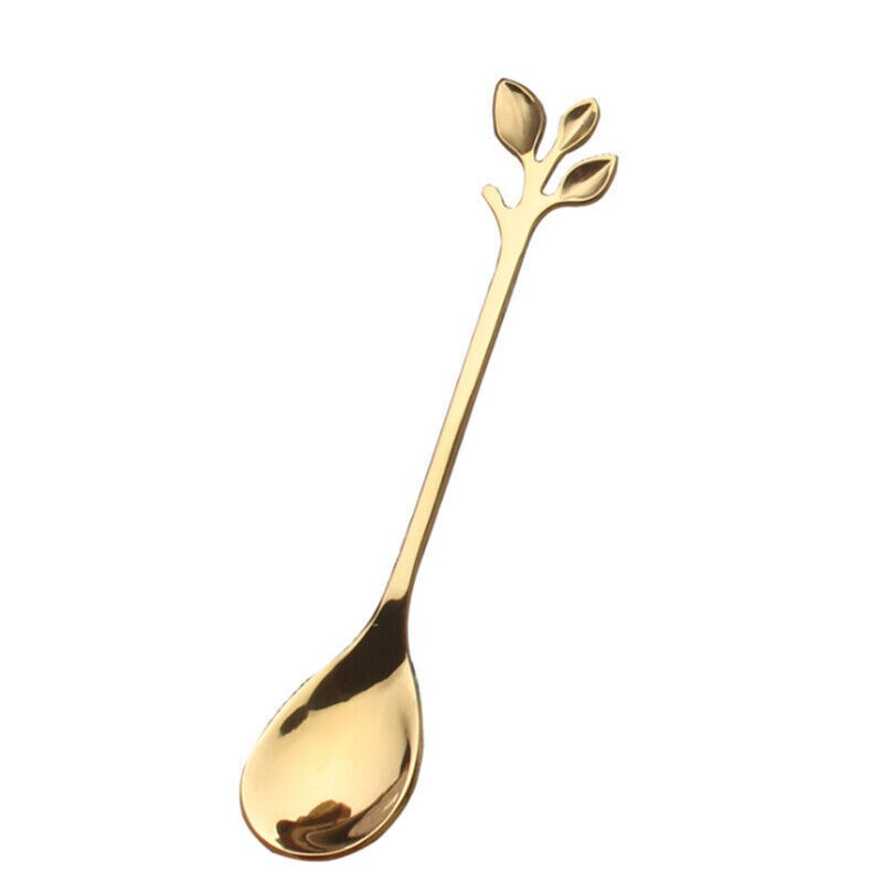 5Pcs Stainless Steel Spoon Branches Leaf Spoon For Kitchen Tableware Ornament