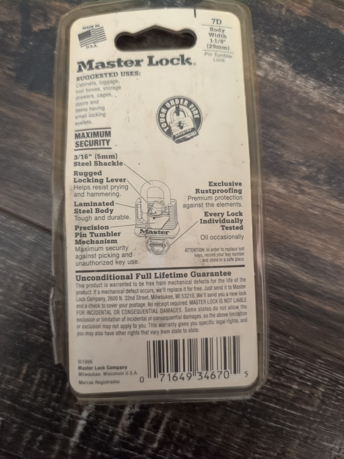 Master Padlock Model #7-D Padlock With 2-Keys, KD - New Old Stock Locksmith