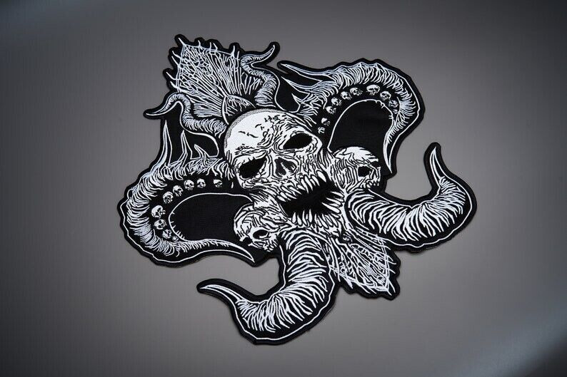 MEDUSA SKULL Large Back Patch for custom biker vest