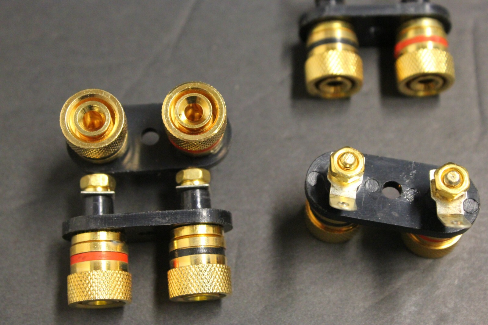 lot of 4 Gold Speaker Binding Post twise Scew type loaded / subwoofer basket