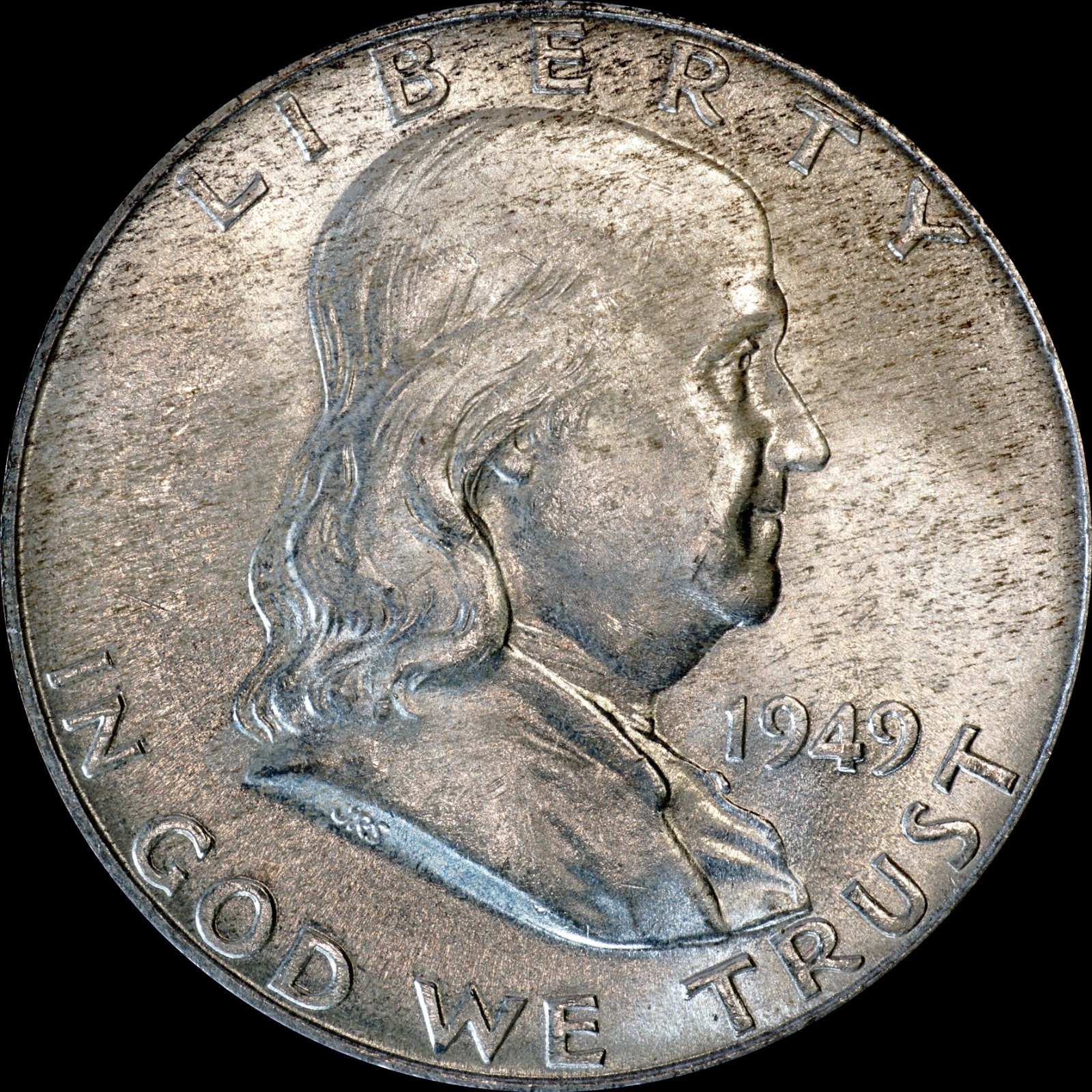1949 Franklin Half Dollar Silver, GEM Luster, Deep Album Tone, As Shown, 171