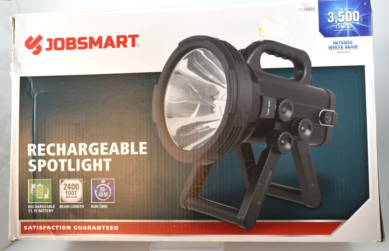 JobSmart Rechargable Spotlight 3500 Lumens Ergonomic Rubber Handle Black (NIB)