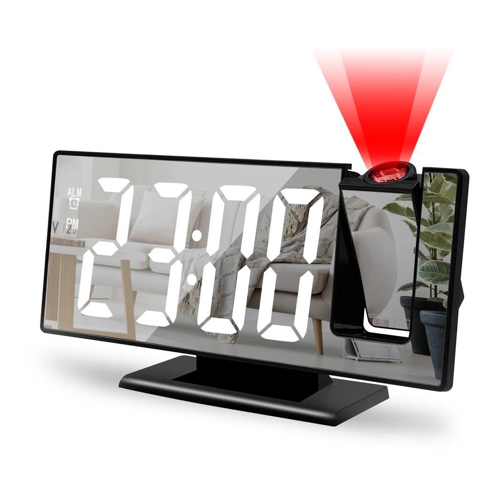 Projection  Alarm Clock Digital Clock Time Temperature USB Plug-in LED Clock