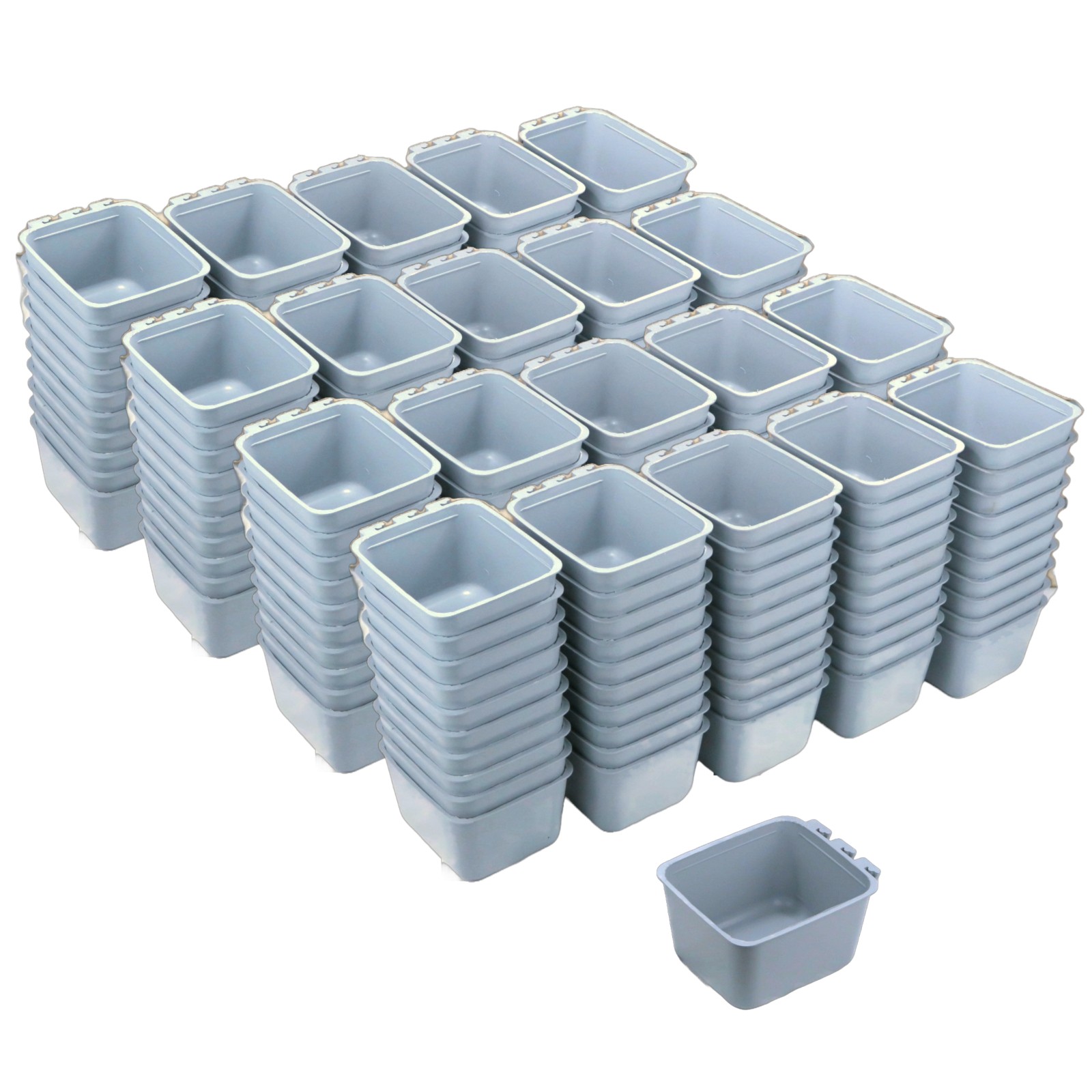 400-Pack - Gray Cage Bowls made of Durable Plastic for Farm Animals and Pets
