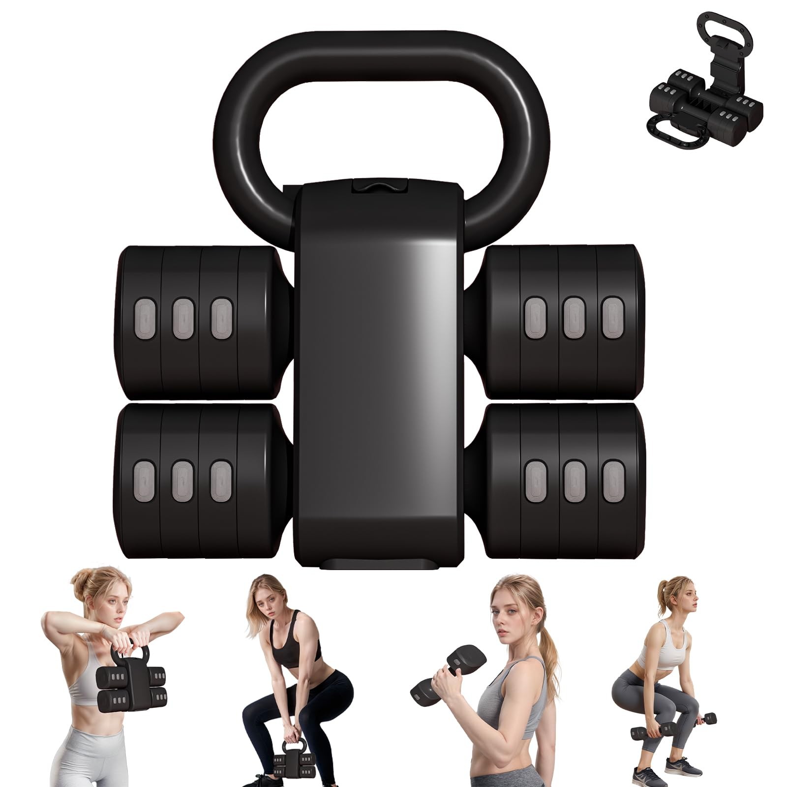 Adjustable Kettlebell Set, 4-in-1 Free Weight Kettlebell sets (5.5lbs 7.7lbs ...