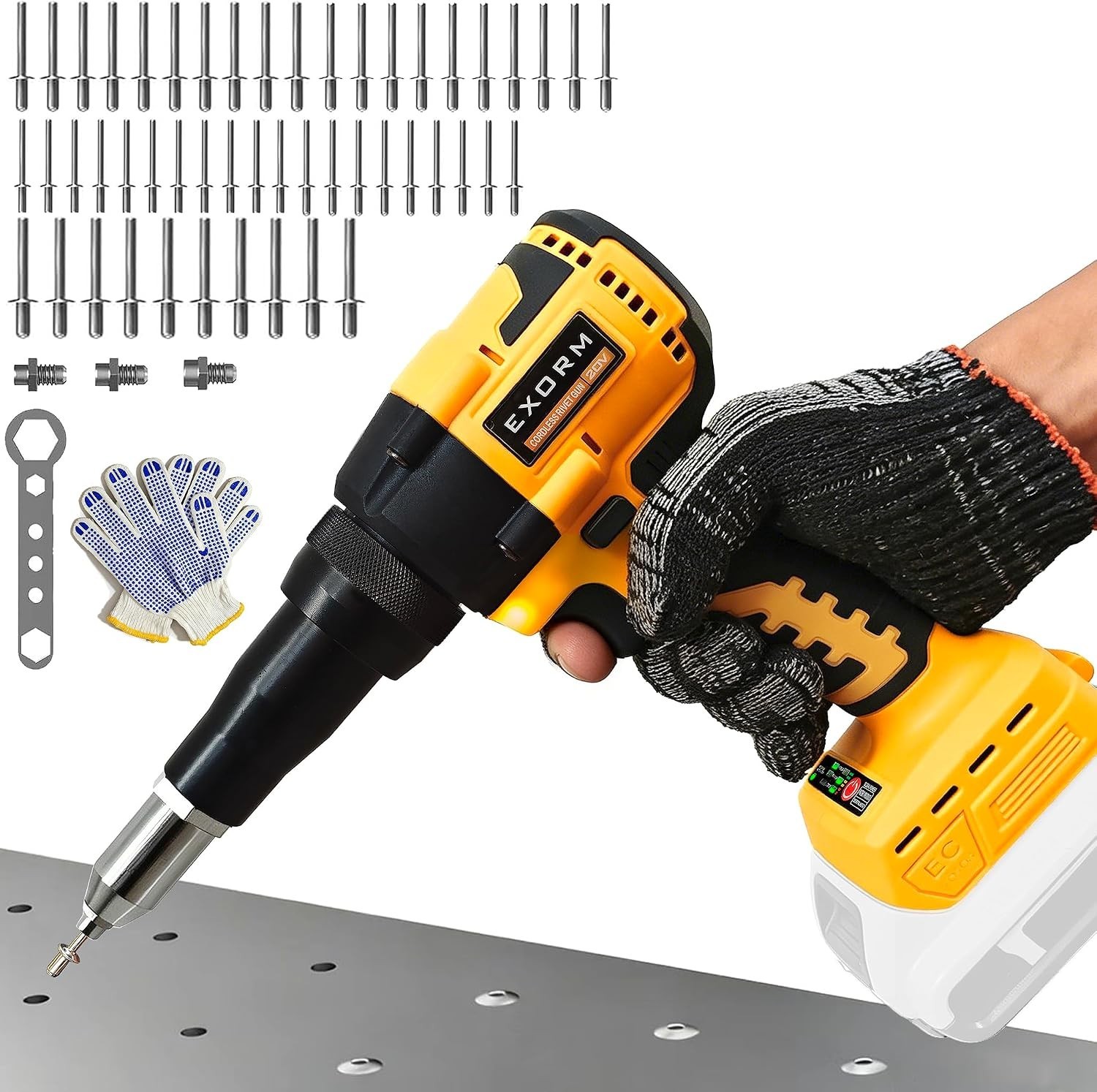 Remachadora inalámbrica para batería DeWalt de 20 V, eléctrica sin escobillas