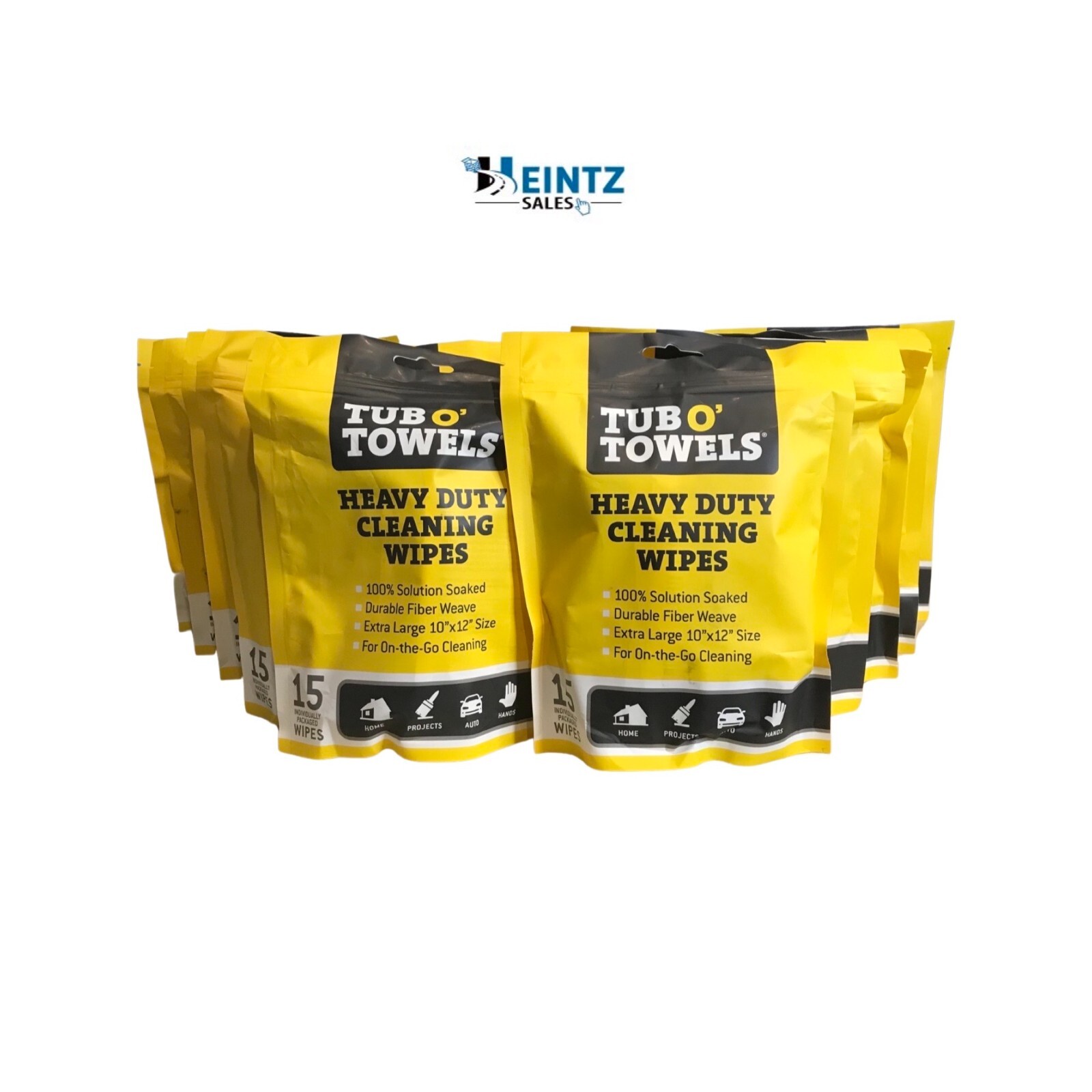 Tub O Towels TW01-15 (10)Heavy Duty Multi-Surface Cleaning Wipes-Resealable 15ct