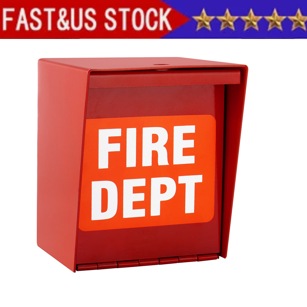Safety Fire Department Box With Lock Hole Red Heavy Duty Steel ‎Wall Mount Quick