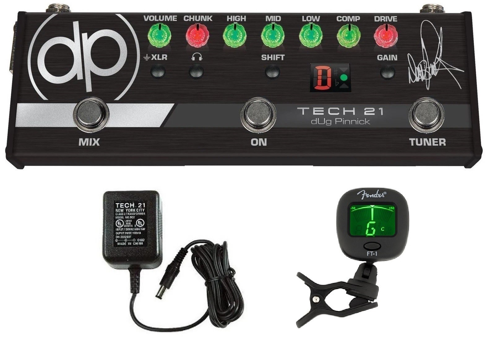 Tech 21 dUg Pinnick DP-3X Signature Bass Effects Pedal ( FENDER CLIP ON TUNER )
