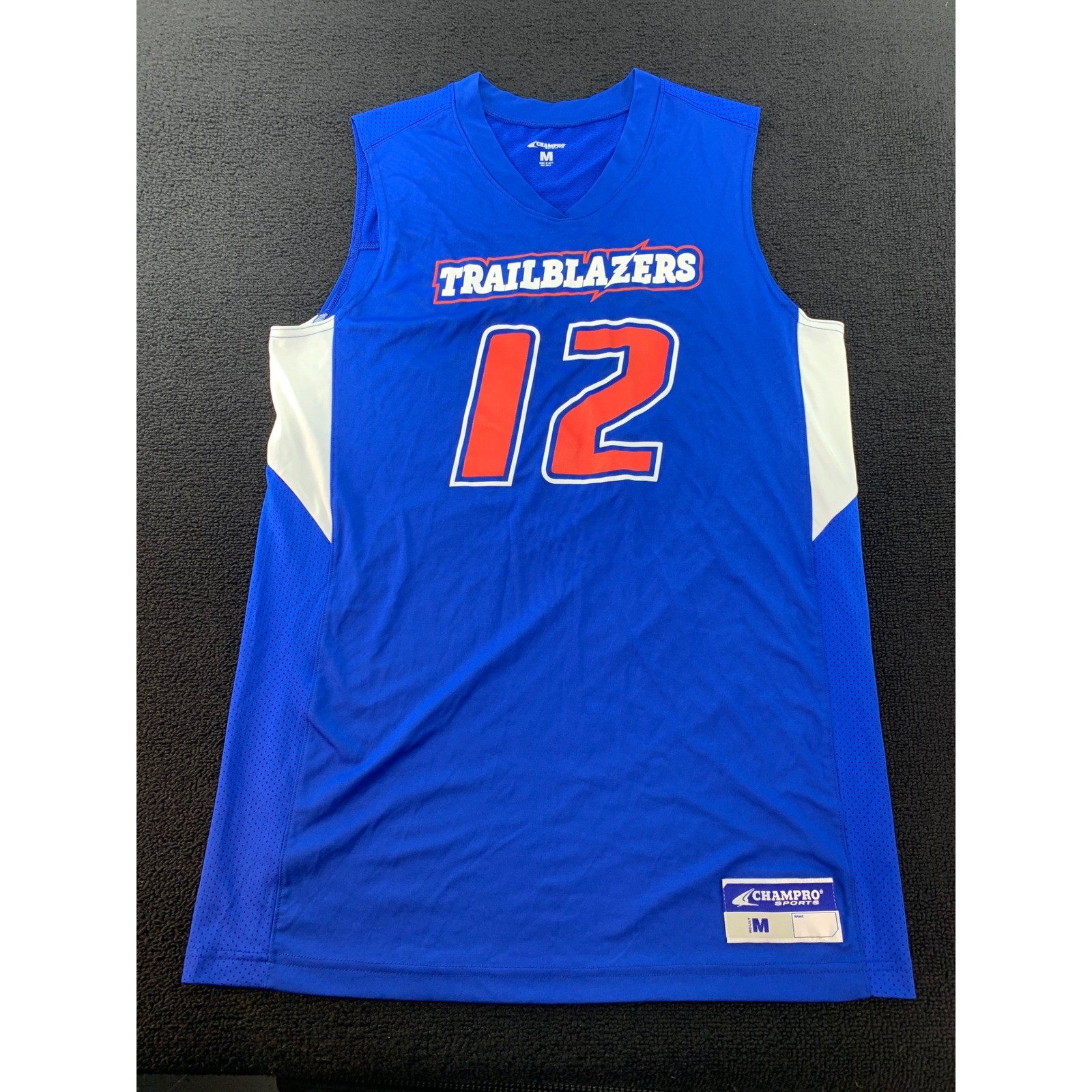 CHAMPPRO Sports Trailblazers Basketball Jersey Blue Orange Number 12 Adult M