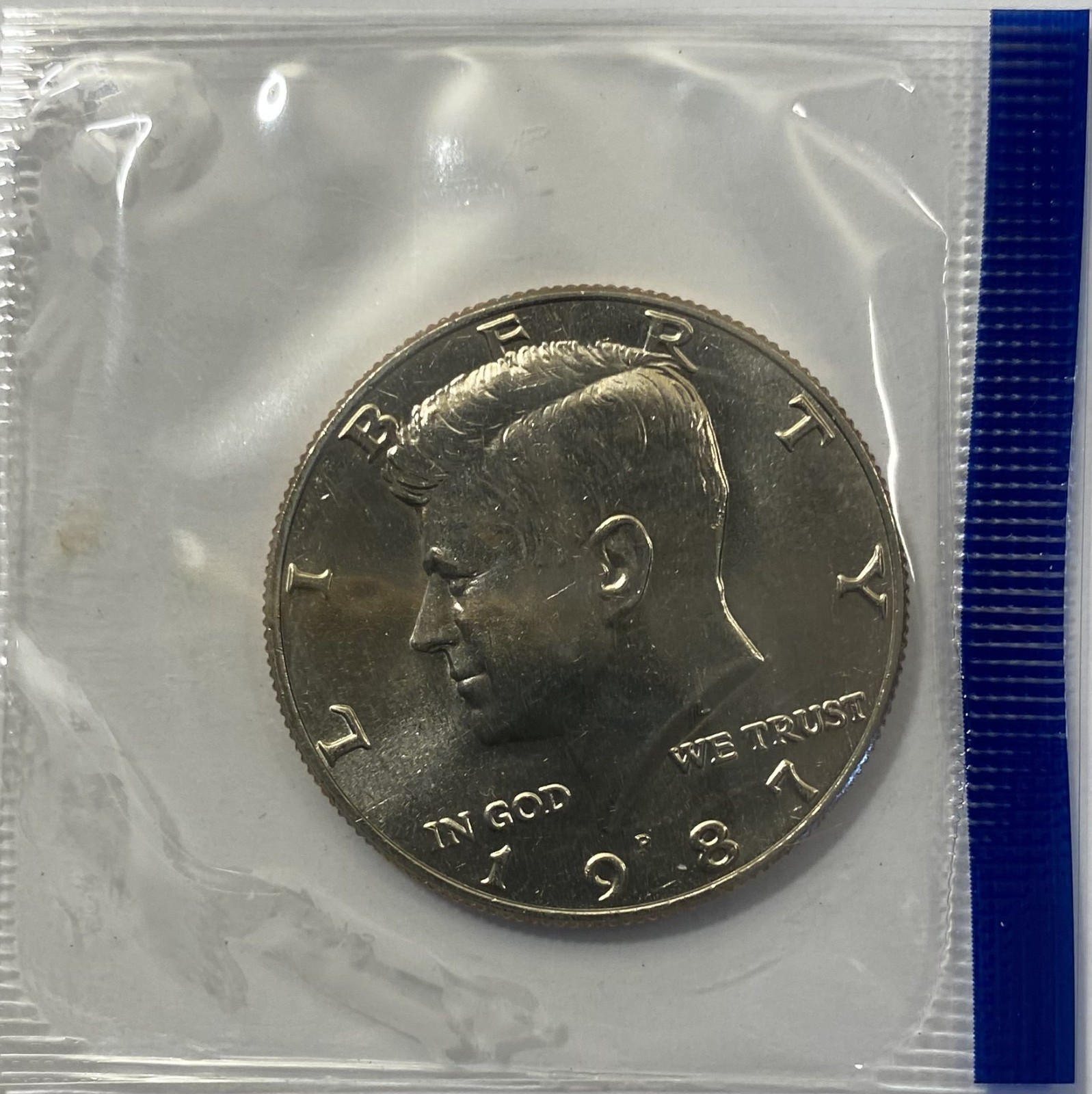 1987 P JFK Kennedy Half Dollar Uncirculated in Original U.S. Mint Set Cellophane