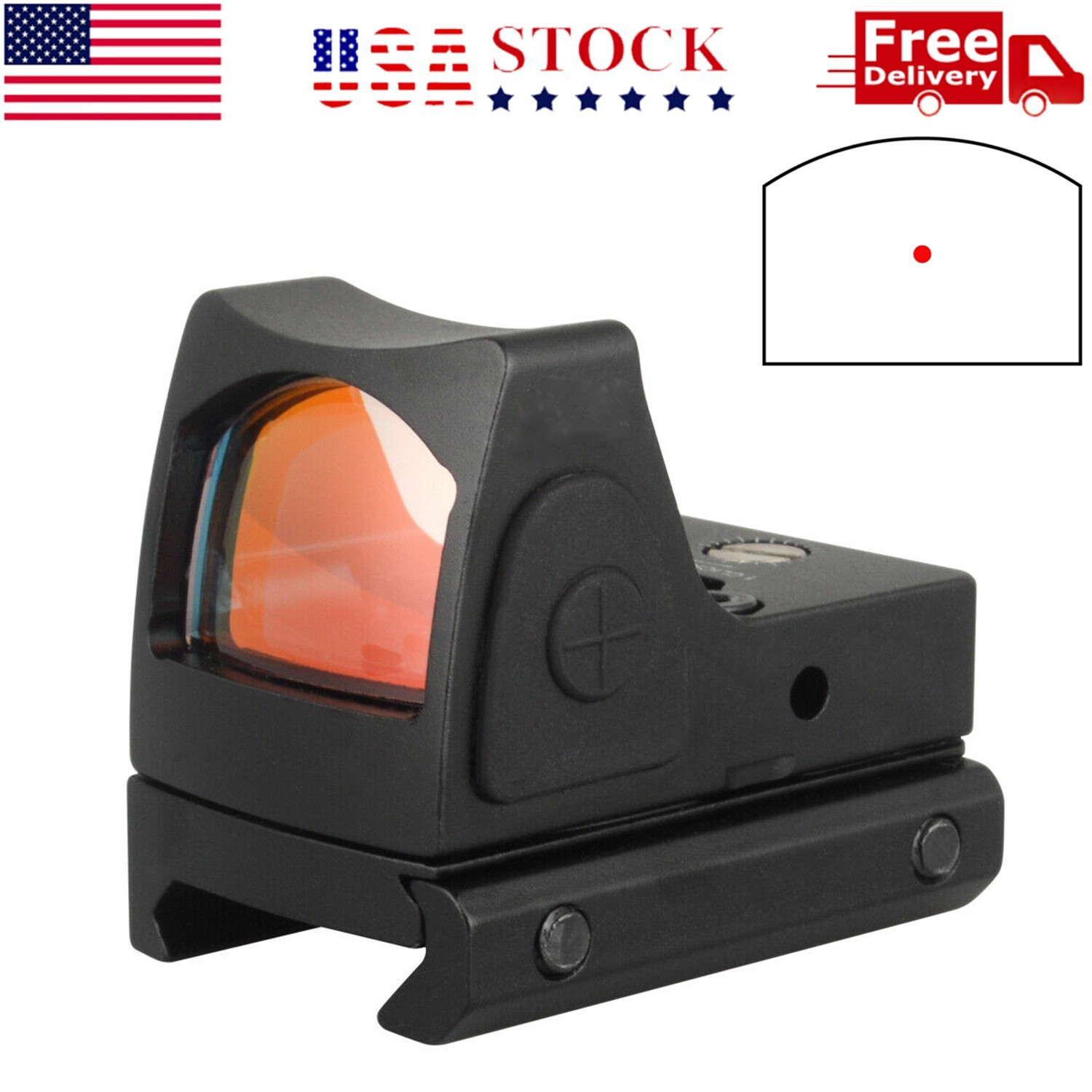 Mini Red Dot Sight Collimator for Glock / Rifle Reflex Sight Scope Fit 20mm