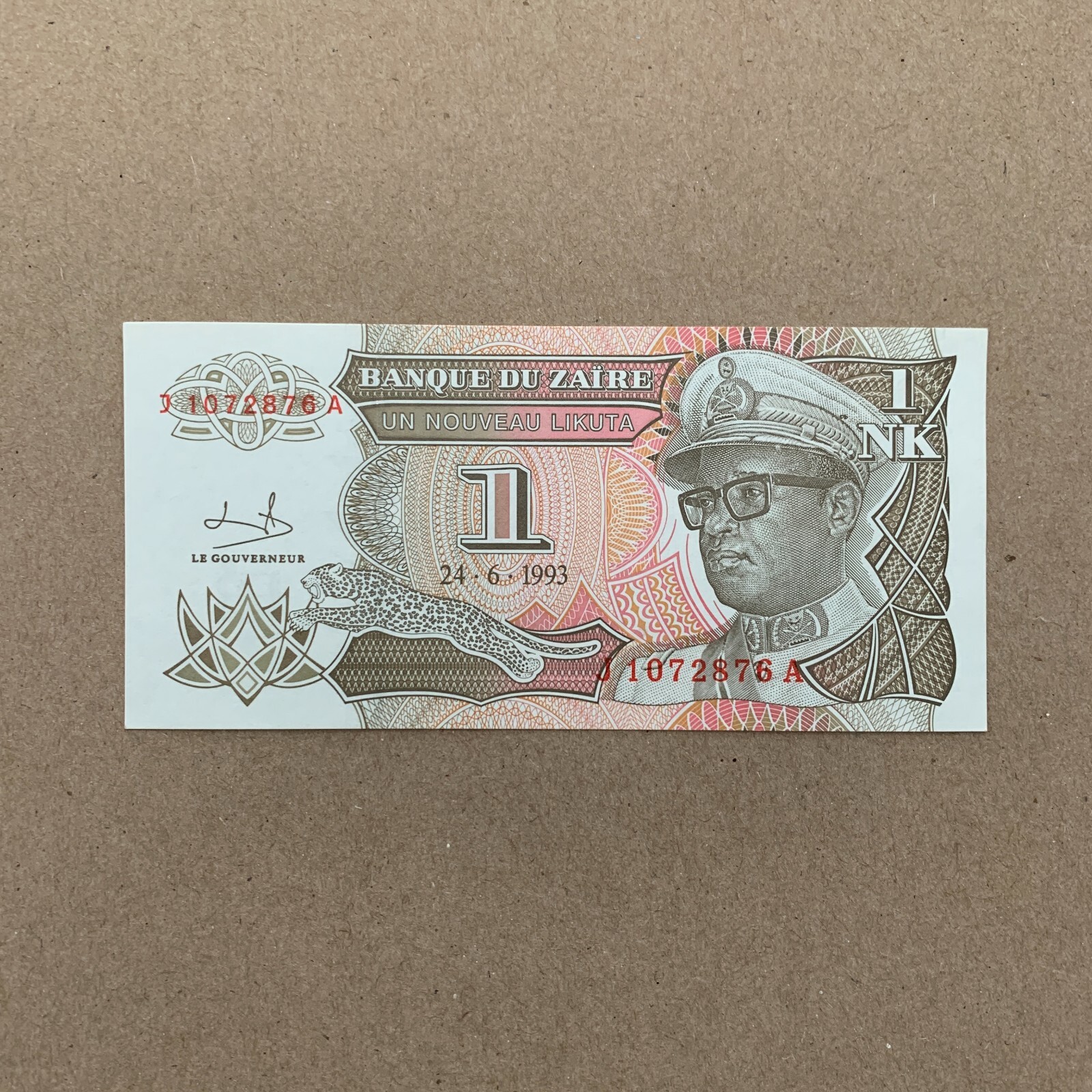 Zaire 1 Nouveau Likuta Banknote 1993 UNC Zairen Currency Paper Money Africa