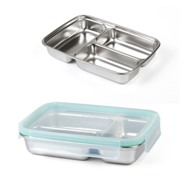 STENLOCK Pure Stainless Steel Food Container Side Dish 700ml Rectangle NO 3