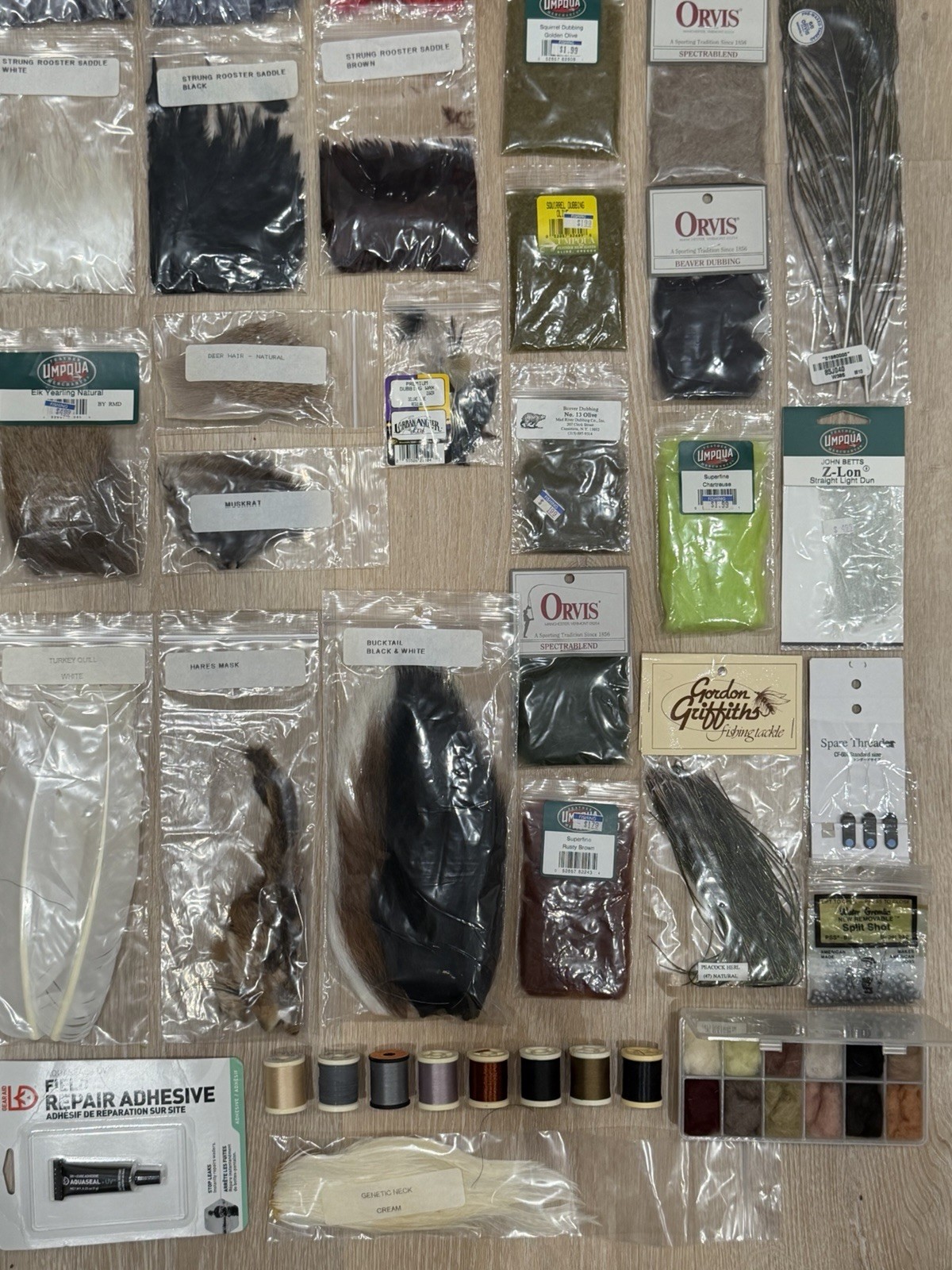 Fly Tying Materials Kit Feathers, Fur, Threads, Hooks (Orvis)