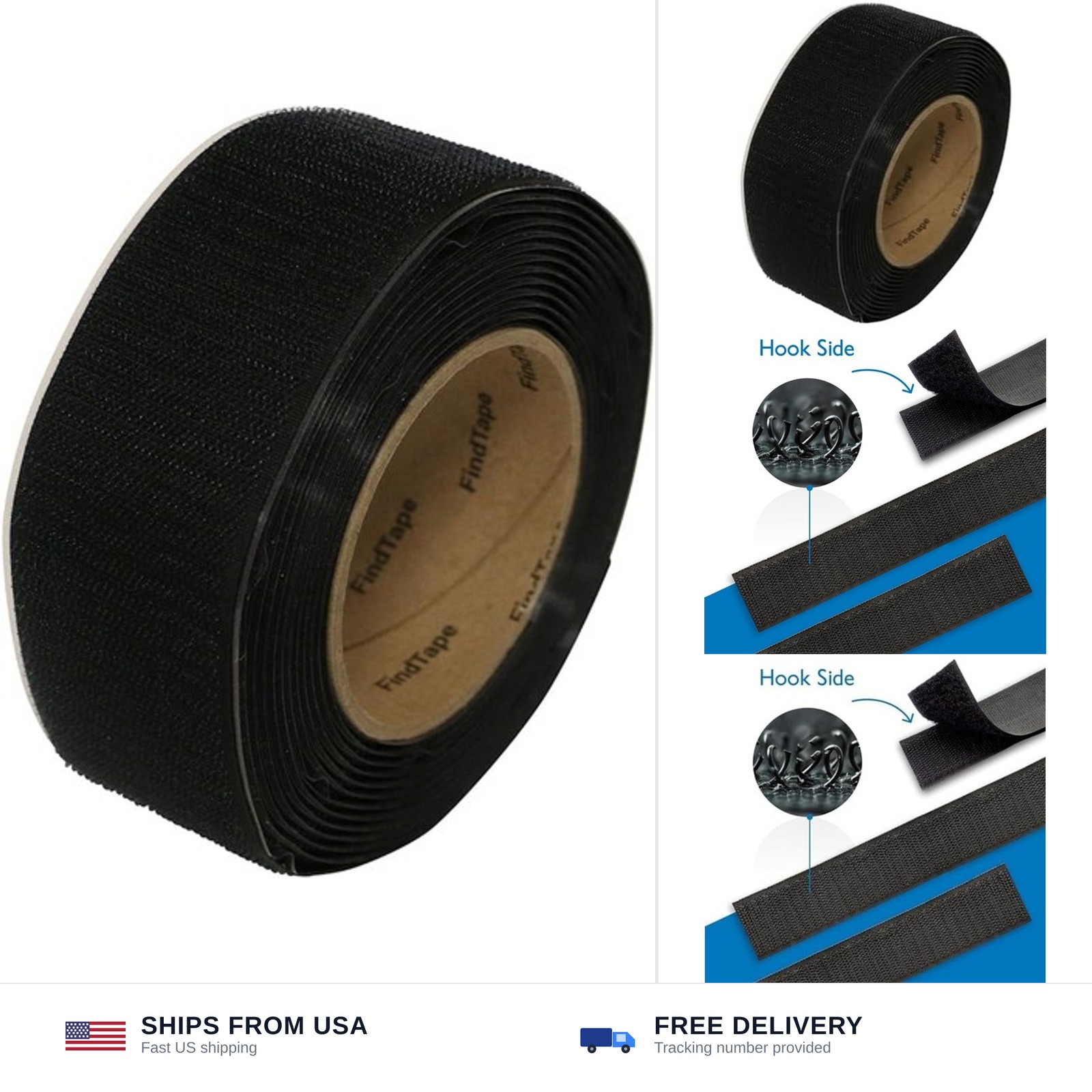 FindTape Hook Side Self Adhesive Tape 2in. X 15ft - Sticky Back Adhesive Stri...