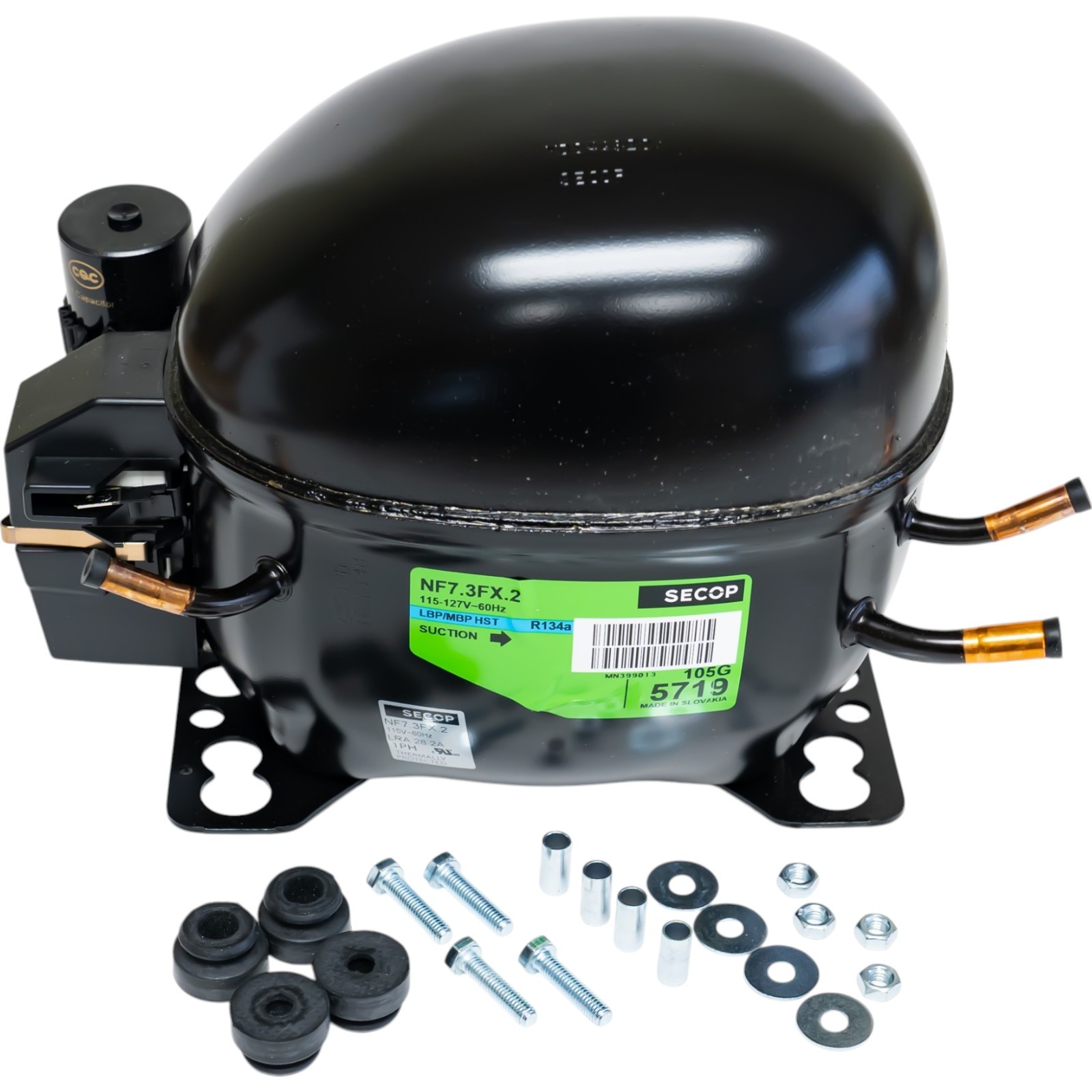 Secop NF7.3FX2 R134a Refrigerator Compressor 894 BTU LBP for Embraco FF10HBX1