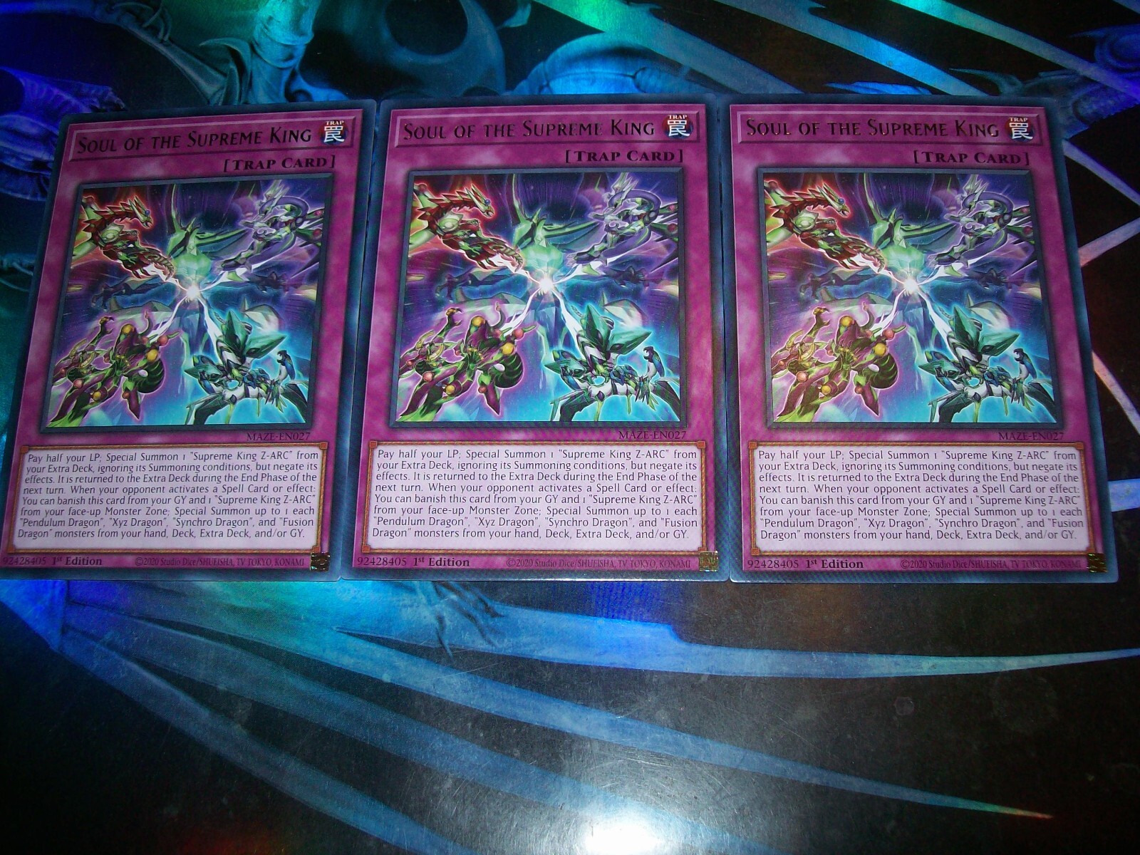 3x Soul of the Supreme King 1st Edition Rare MAZE-EN027 Yu-Gi-Oh!