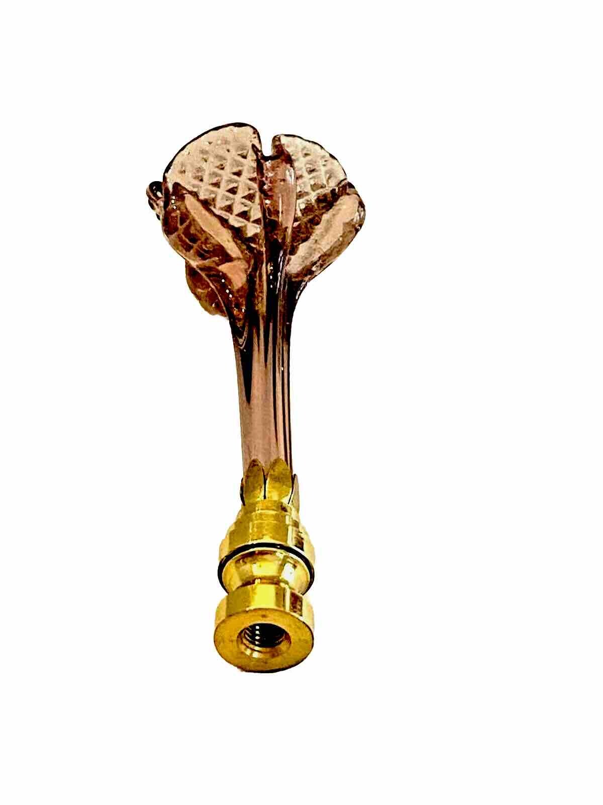 RARE 4" VINTAGE MURANO AMETHYST FLOWER LAMP FINIAL Brass base Tap 1/4-27