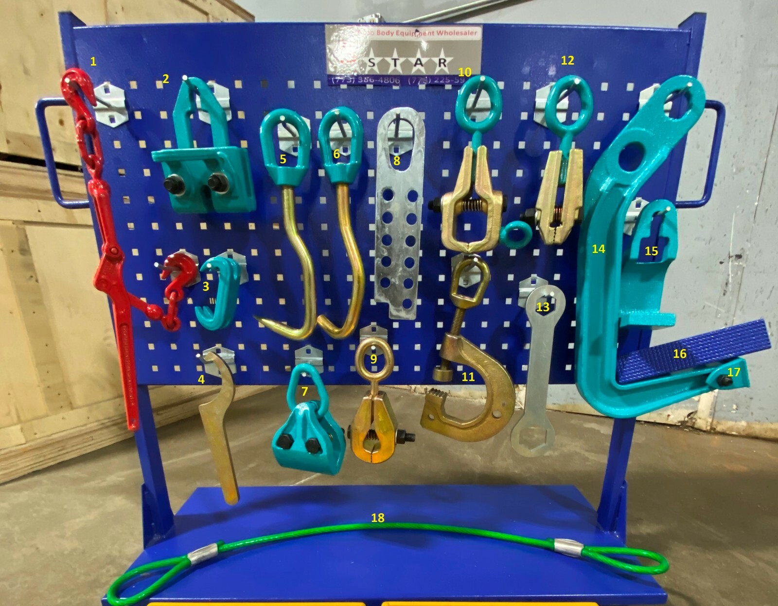 SET#71 - 18 PIECE HEAVY DUTY AUTO BODY FRAME MACHINE PULLING TOOLS & CLAMPS SET