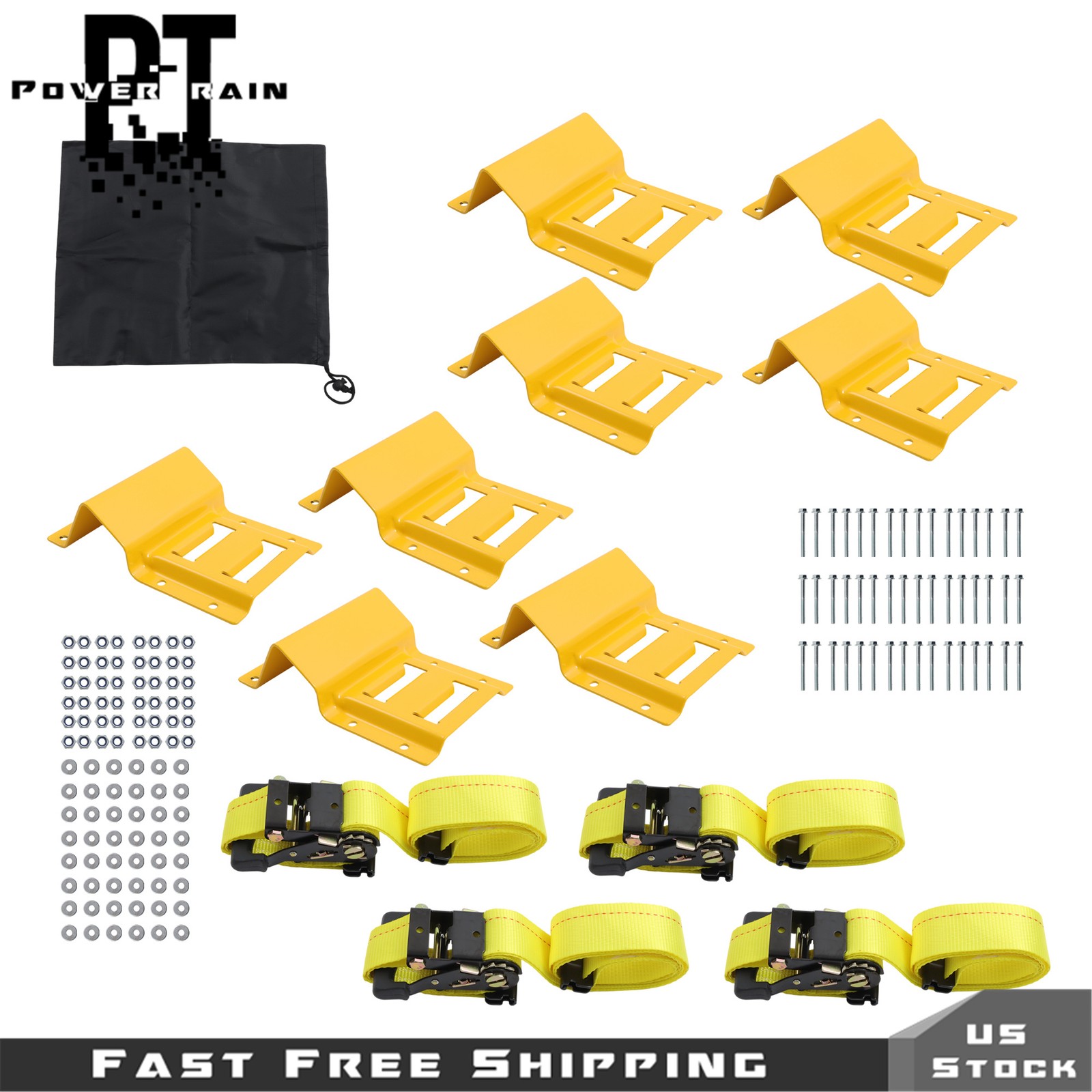 8x E Track Wheel Chock 4x8' Ratchet Tire Straps 48x Bolts Nuts For Four-Wheeler
