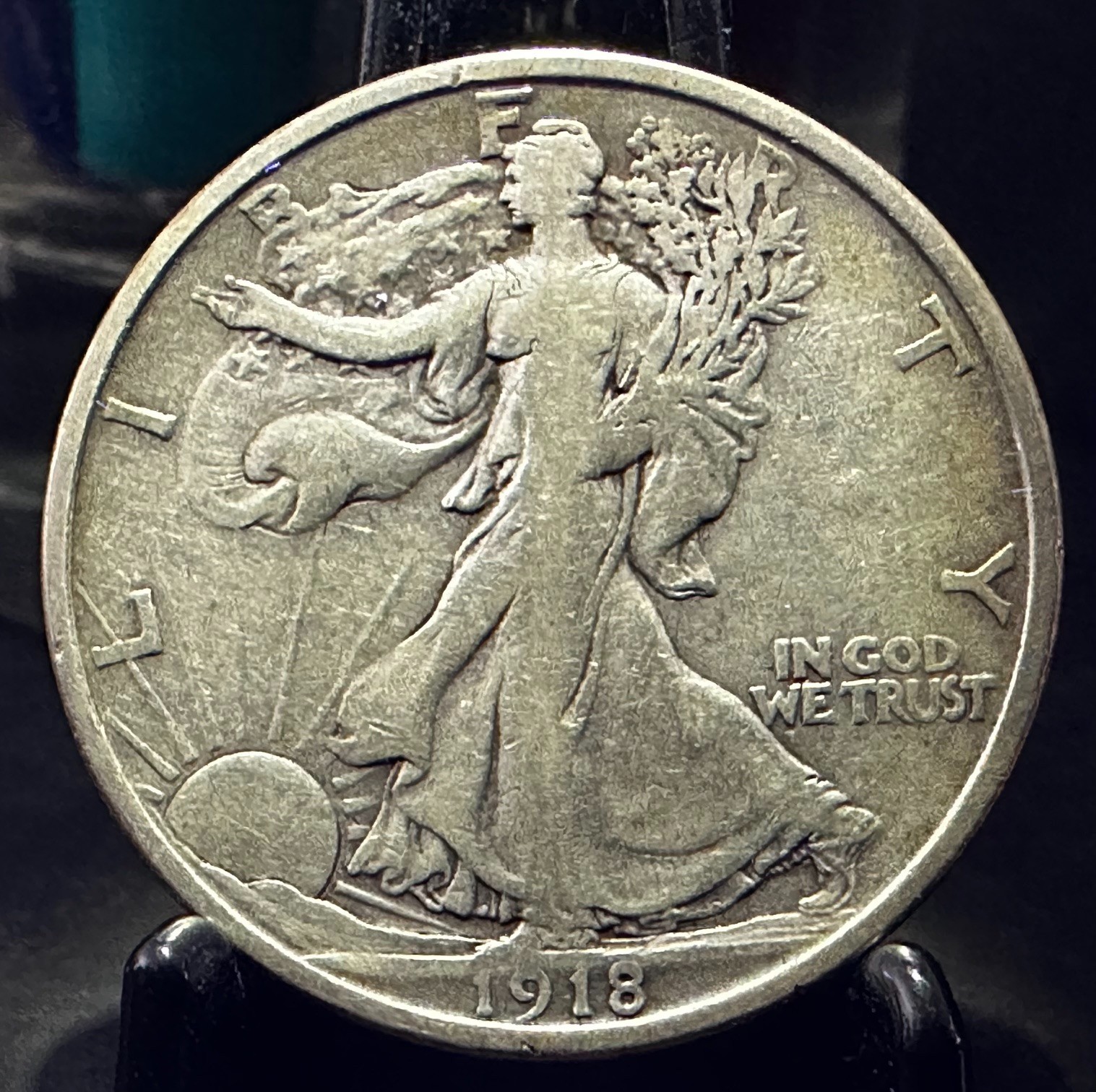 1918 D Walking Liberty Silver Half Dollar 50c Excellent Shape!