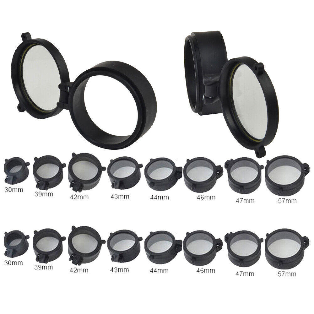 2x For Caliber Flip Up Scope Covers Rifle Scope Protect Objective Cap Lens Cover