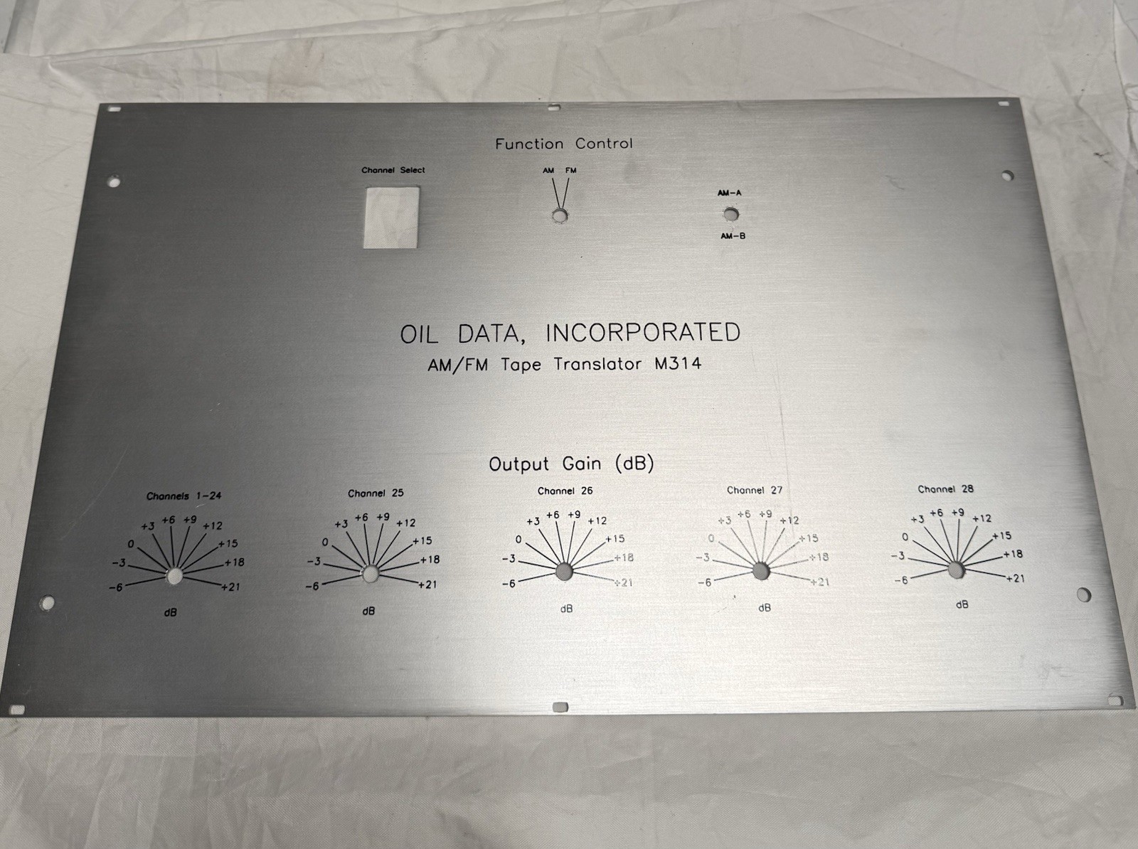 Vintage Oil Data Inc M314 AM/FM Tape Translator Control Panel Faceplate Aluminum
