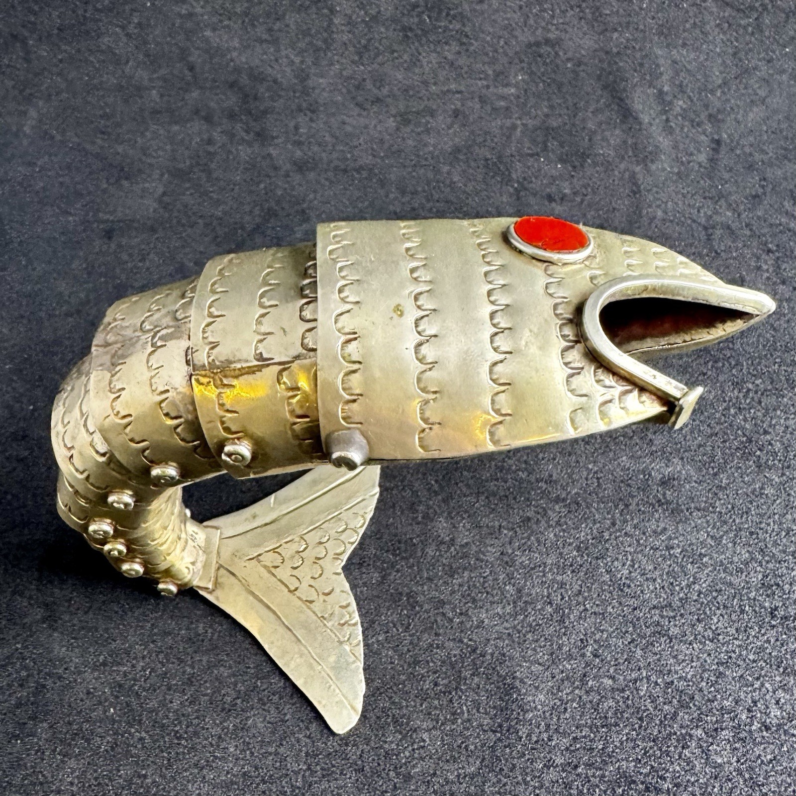 Vintage Articulating Fish Bottle Opener Mexico Self Standing 7.5” Barware