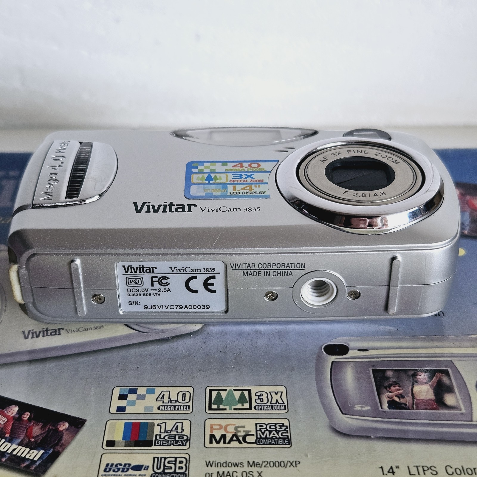 Vivitar Vivicam 3835 4.0MP Compact Digital Camera Silver Boxed Tested & Working