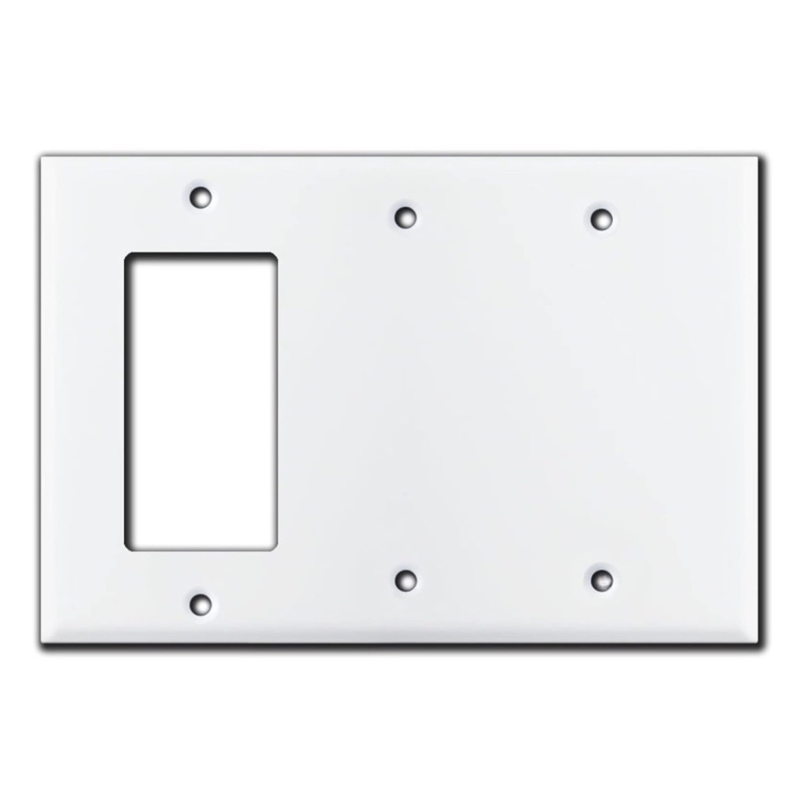 Three Gang Two Blank Metal Light Switch Plate | White GFI Cover Triple 3 Gang...