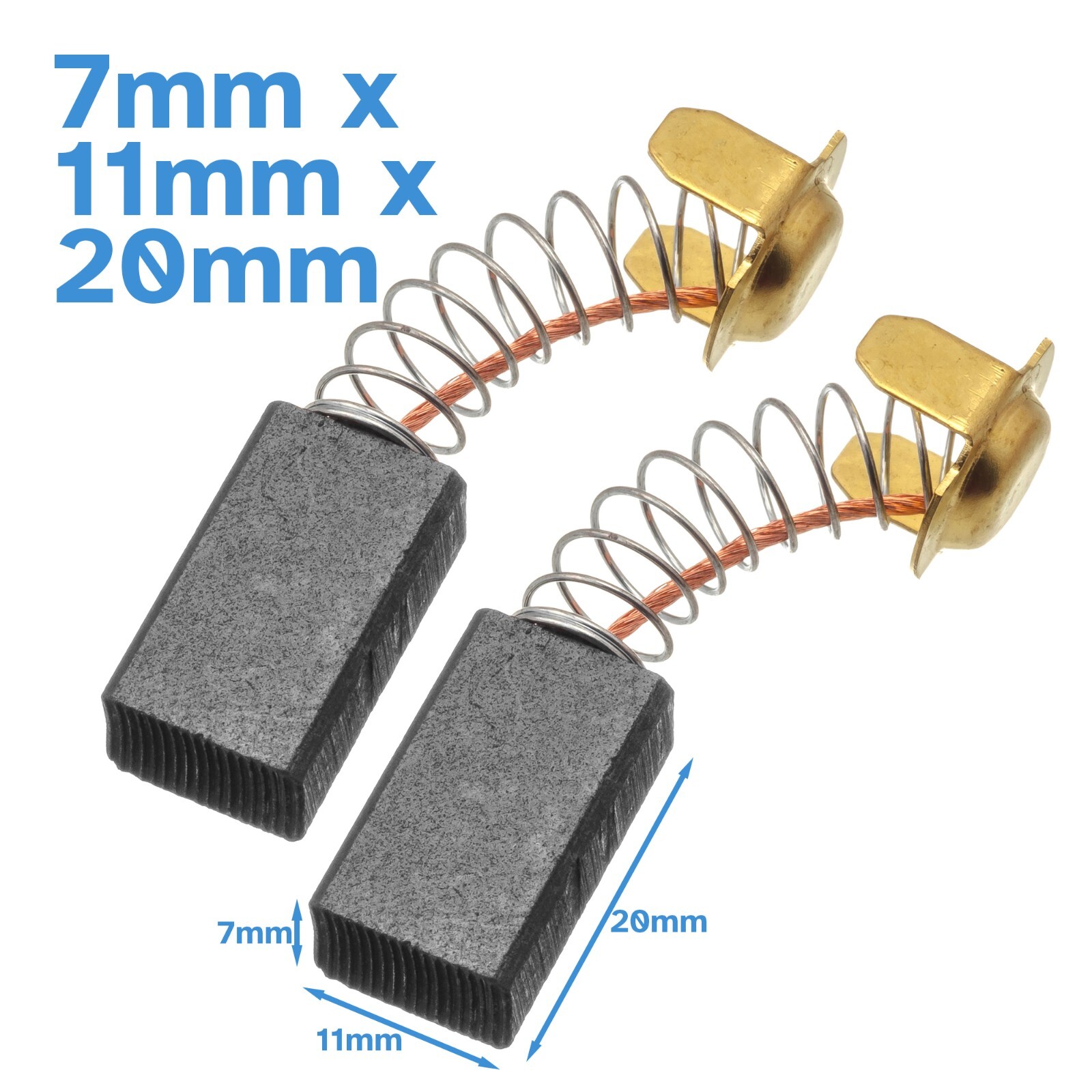 2pcs 7mm x 11mm x 20mm Replacement Carbon Brush Electric Motor Spring Power Tool