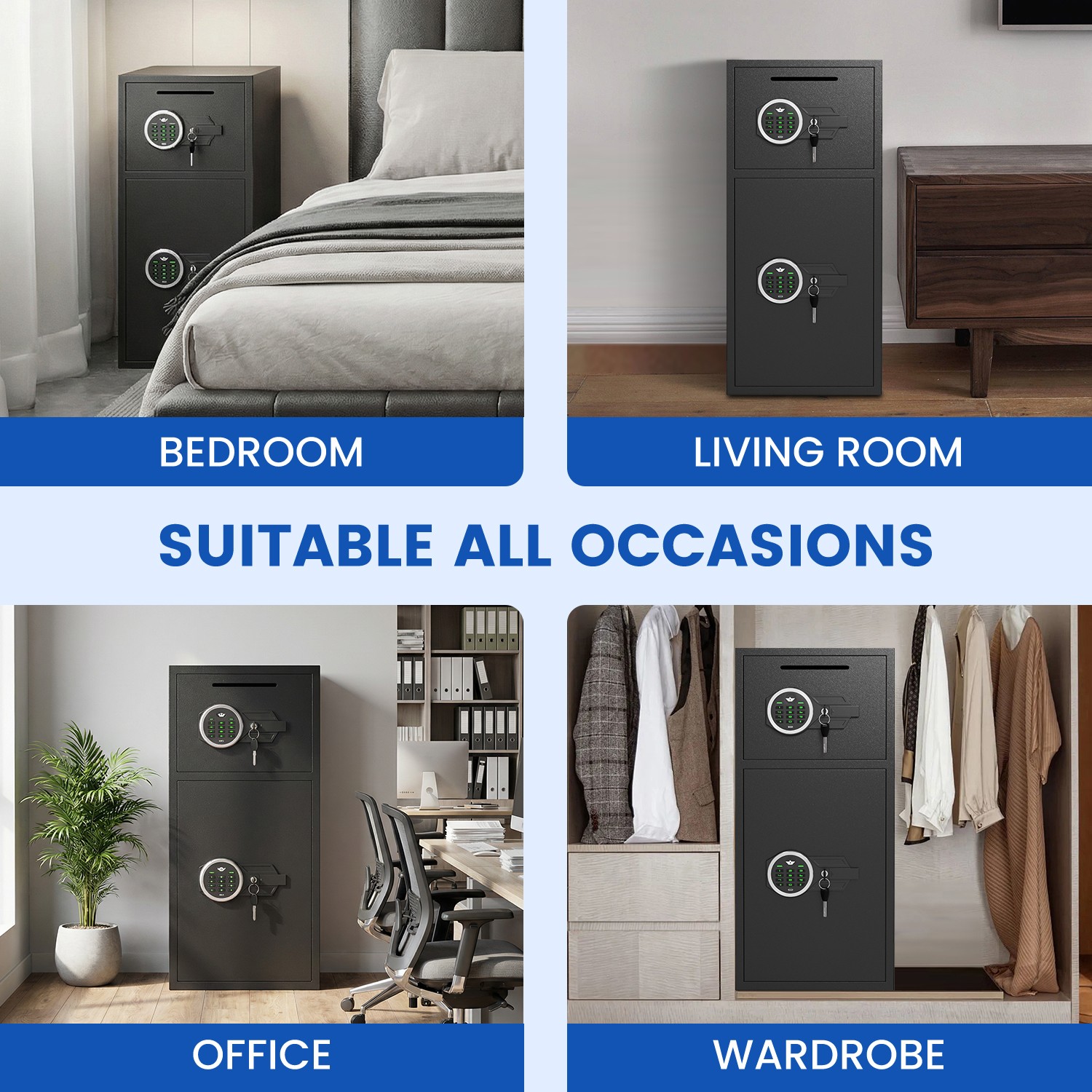 Second hand Home Safe, Large Safe Box with Adjustable shelf & Dual Alarm System