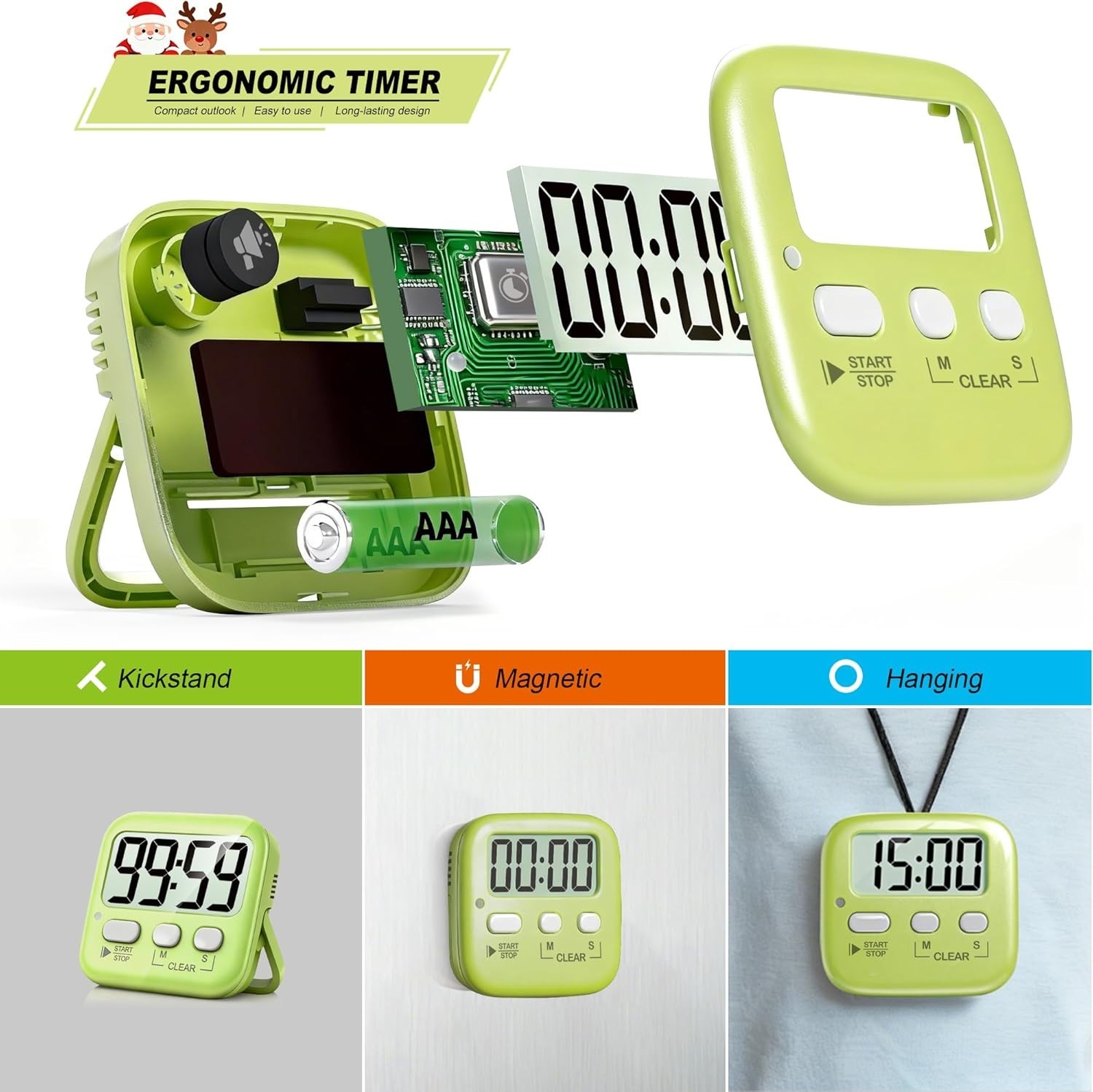 Magnetic Digital Timer Set: 2-Pack for Cooking & Classroom Management, Mute Mode