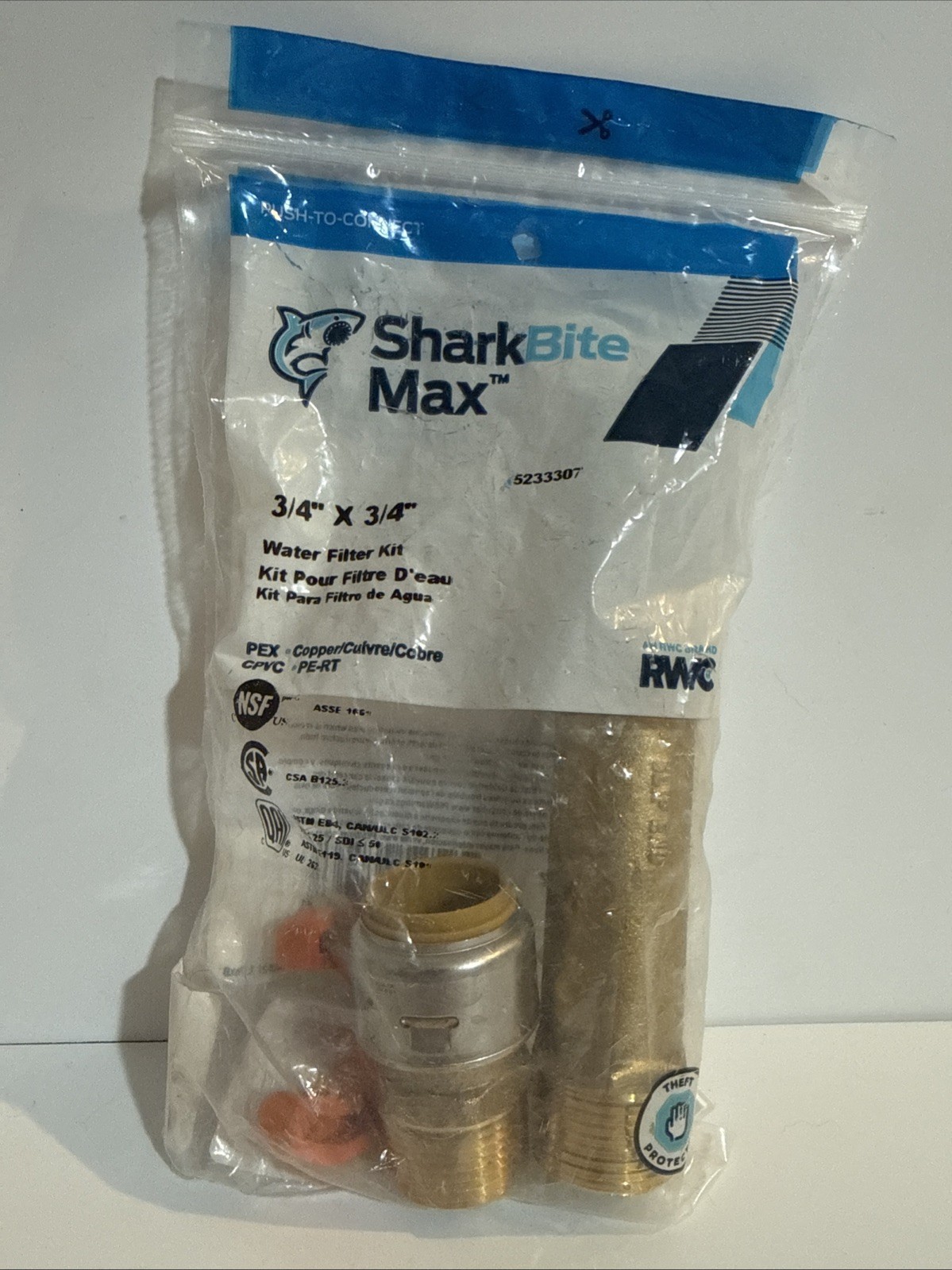 SharkBite Max 3/4in Push to Connect Brass Water Filter Connection Kit UR25561