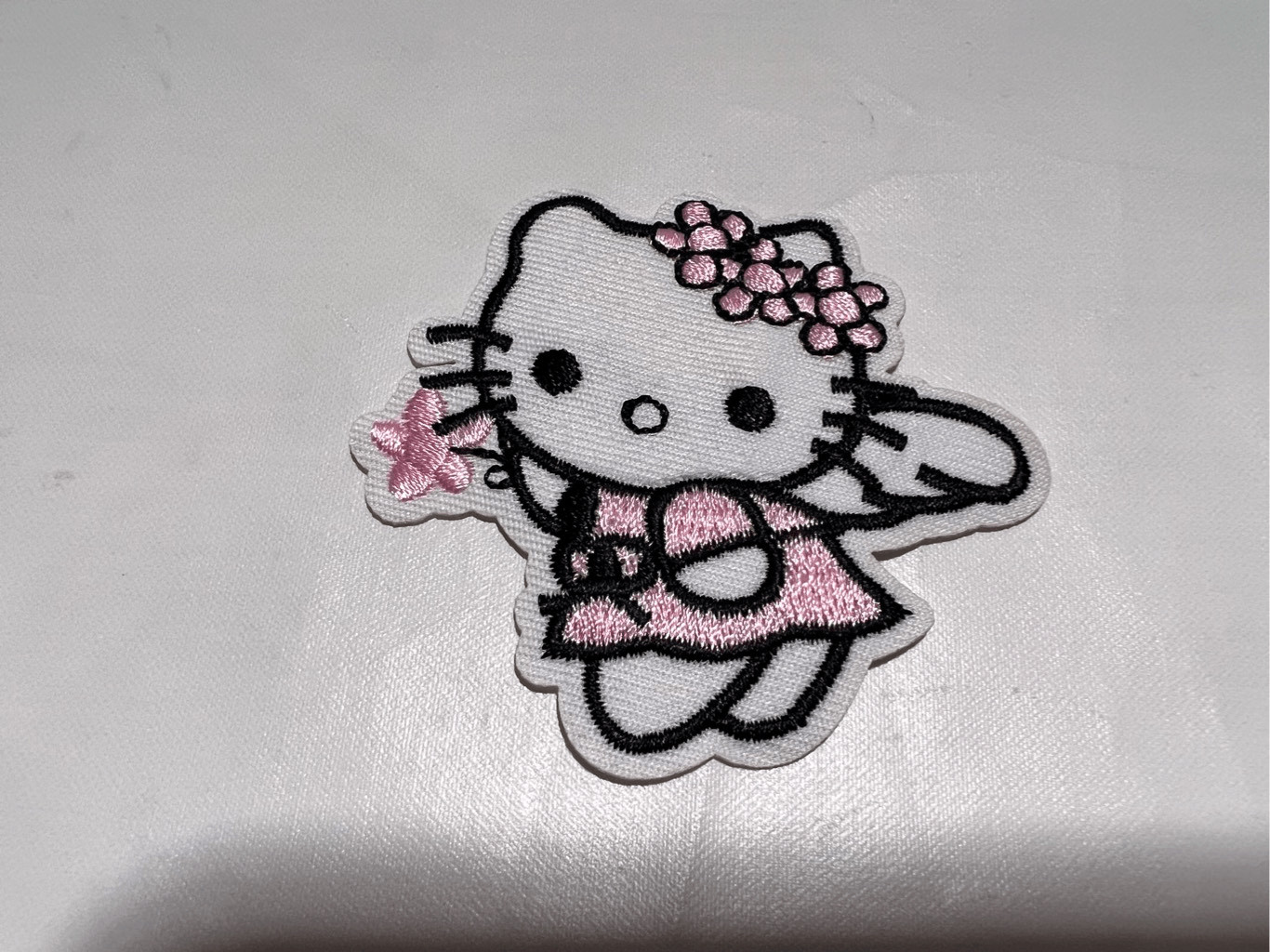 Hello Kitty as a Fairy with Flowers Iron on Patch