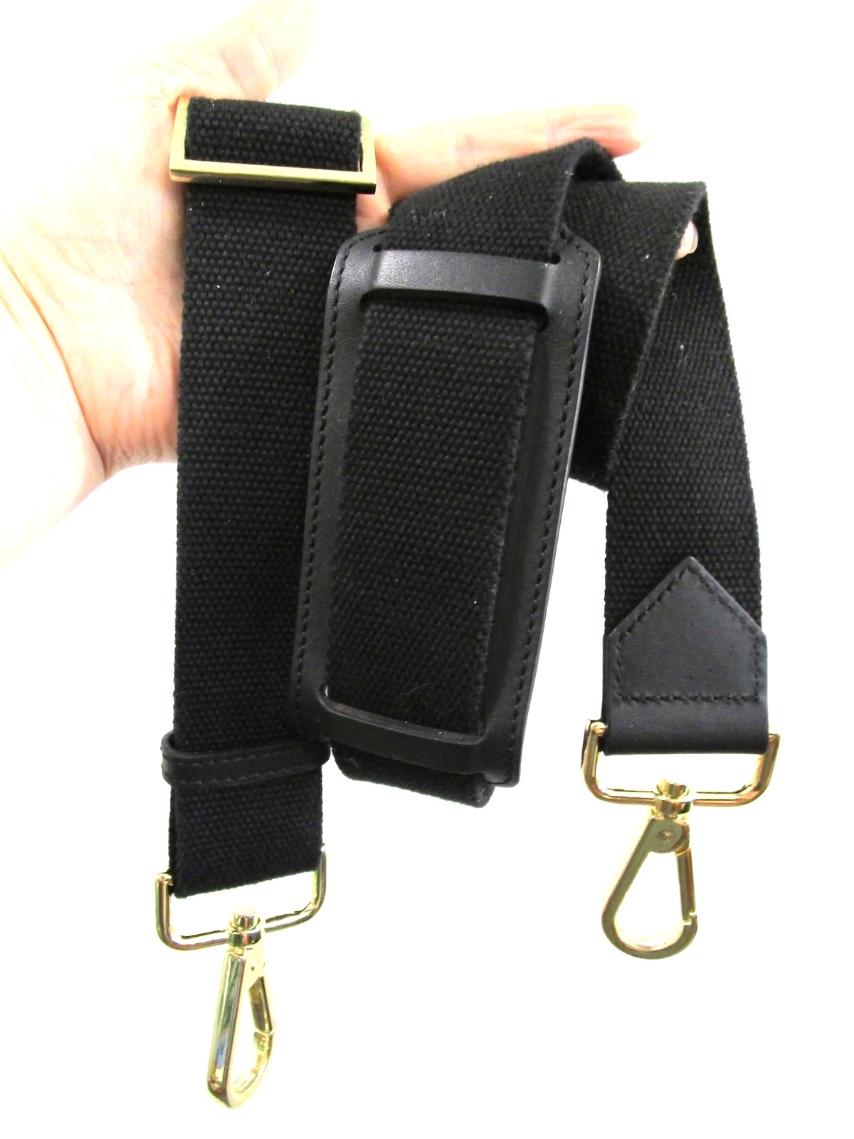 Black Canvas, Faux Leather Gold Hardware Replacement Shoulder Strap