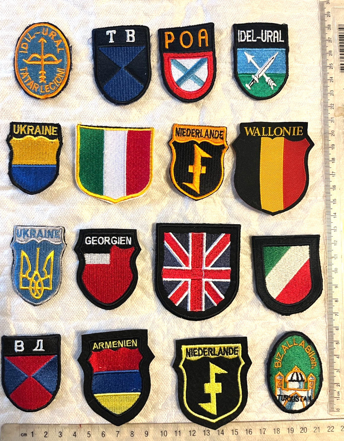 WW2 GERMAN ARMY VOLUNTEERS LEGION SLEEVE SHIELDS X 16  insignia patch SET 2