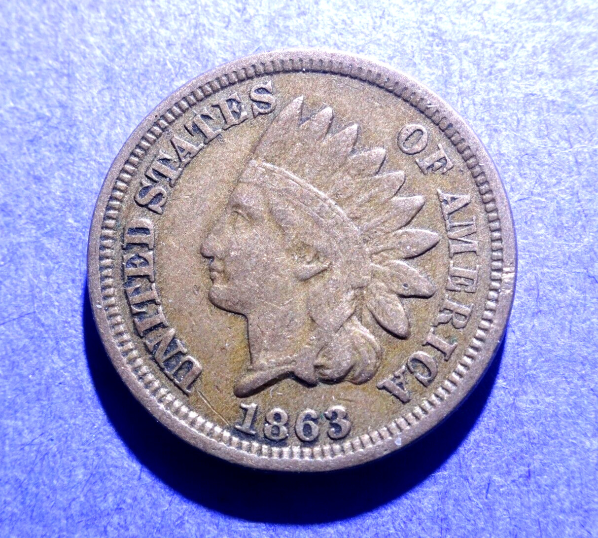1863 Copper Nickel Indian Cent  VF  PRICE DROP