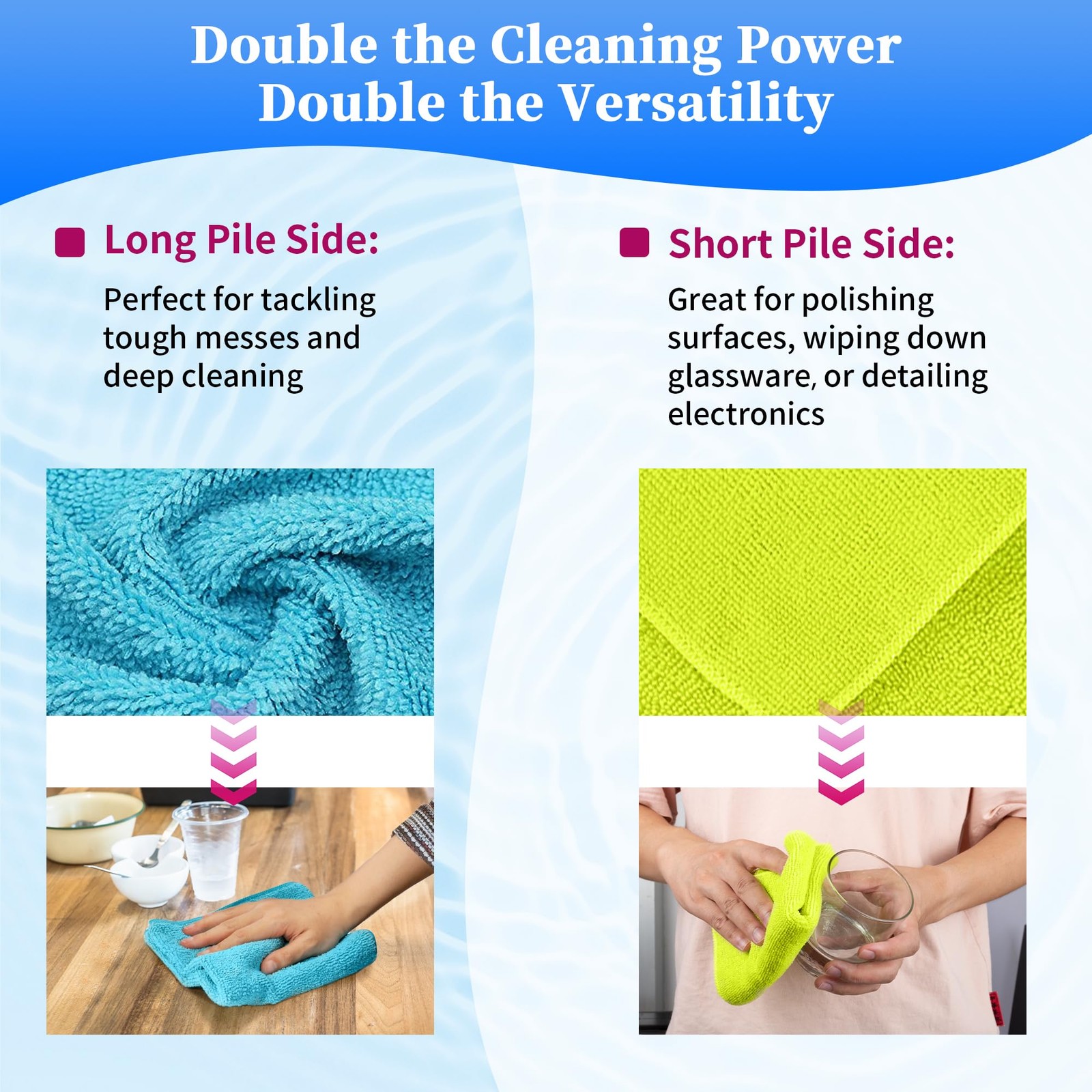 FIXSMITH Microfiber Cleaning Cloth - Pack of 12, Multi-Functional Towels, Siz...