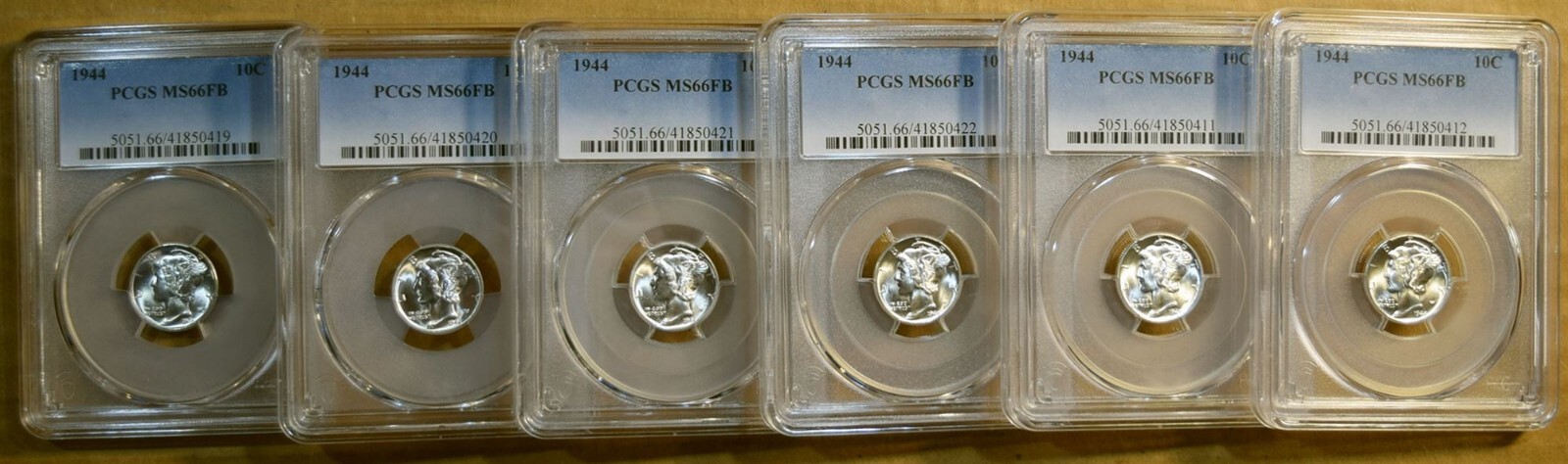 1944 PCGS MS66 FB Mercury Dime - 100% Blazing White GEMS !!!