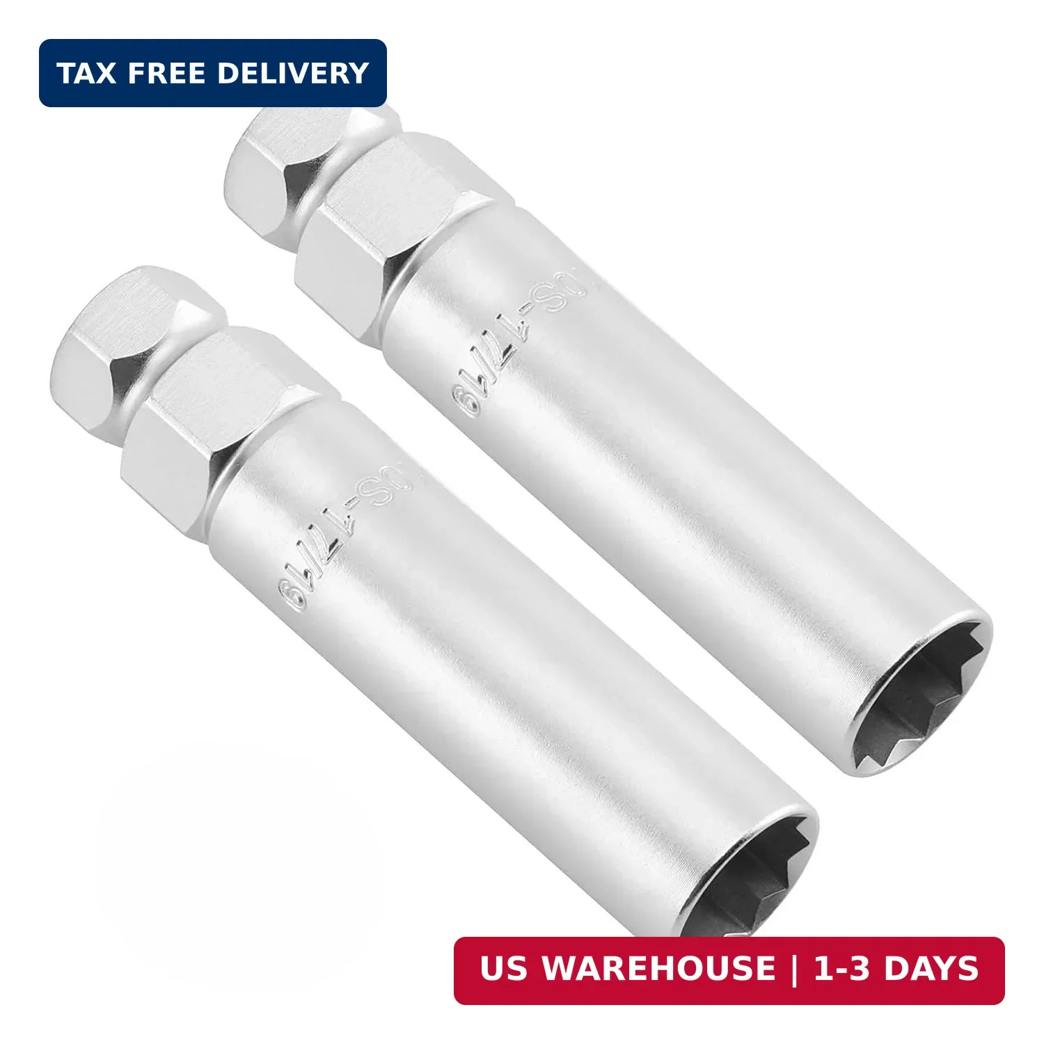 CASOMAN 2-Piece 10 Spline Lug Nut Key, Wheel Lock Removal Set, Silver