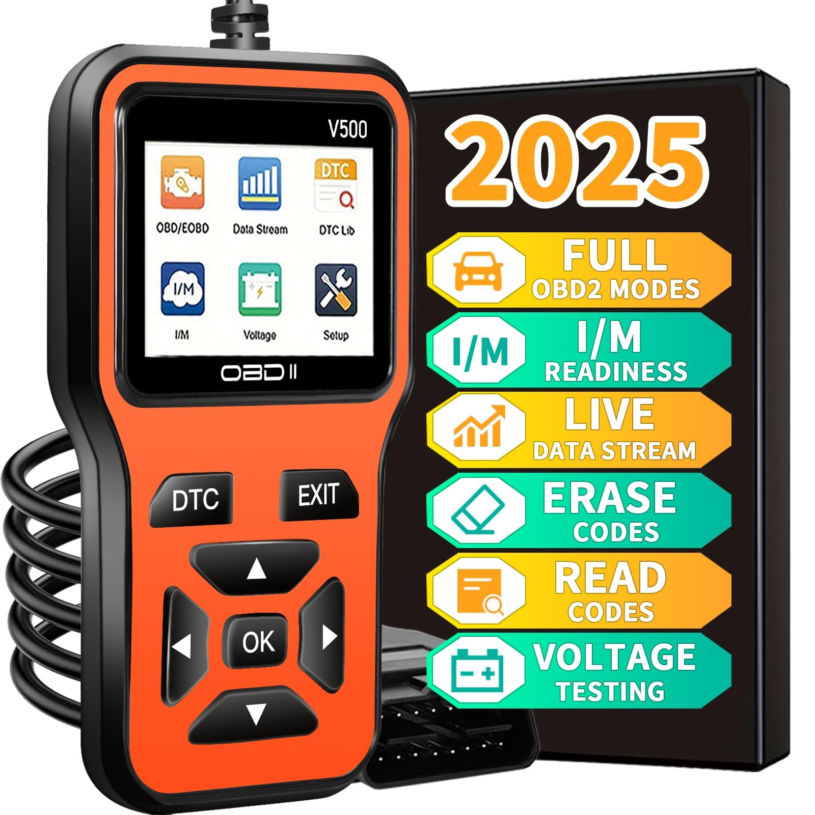 OBD2 Scanner Diagnostic Tool - Check Engine Light Code Orange