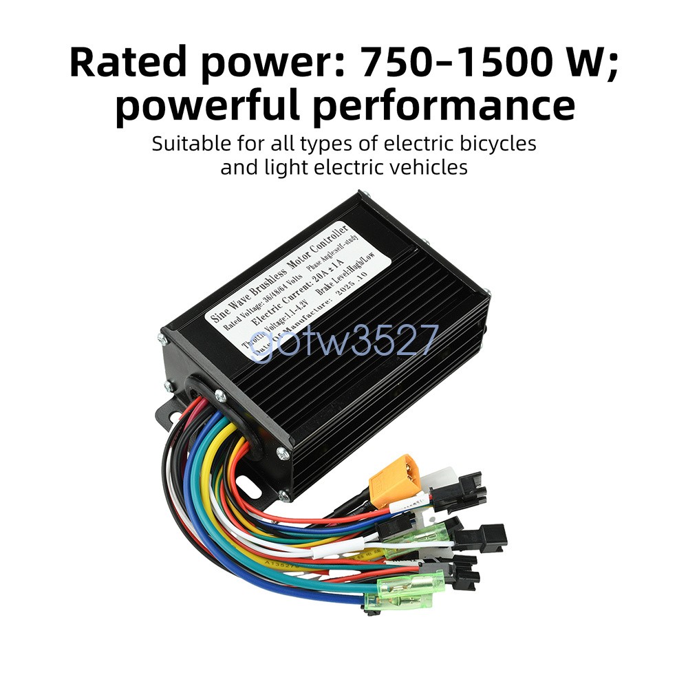 36V 48V 64V 30A Sine Wave Brushless Motor Controller 750-1500W Three-Mode Driver