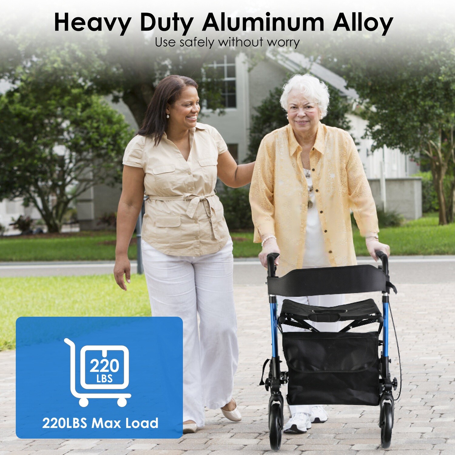 New Mobility Rollator Walker Foldable Aluminum Adjustable Rolling Wheels Walker