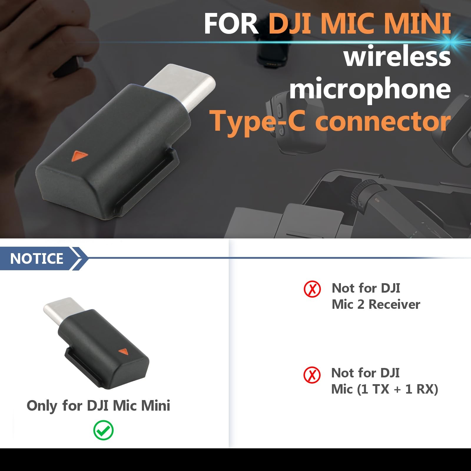 for DJI MIC Mini Adapter Type-C Phone Wireless Microphone Receiver for Mic Mi...