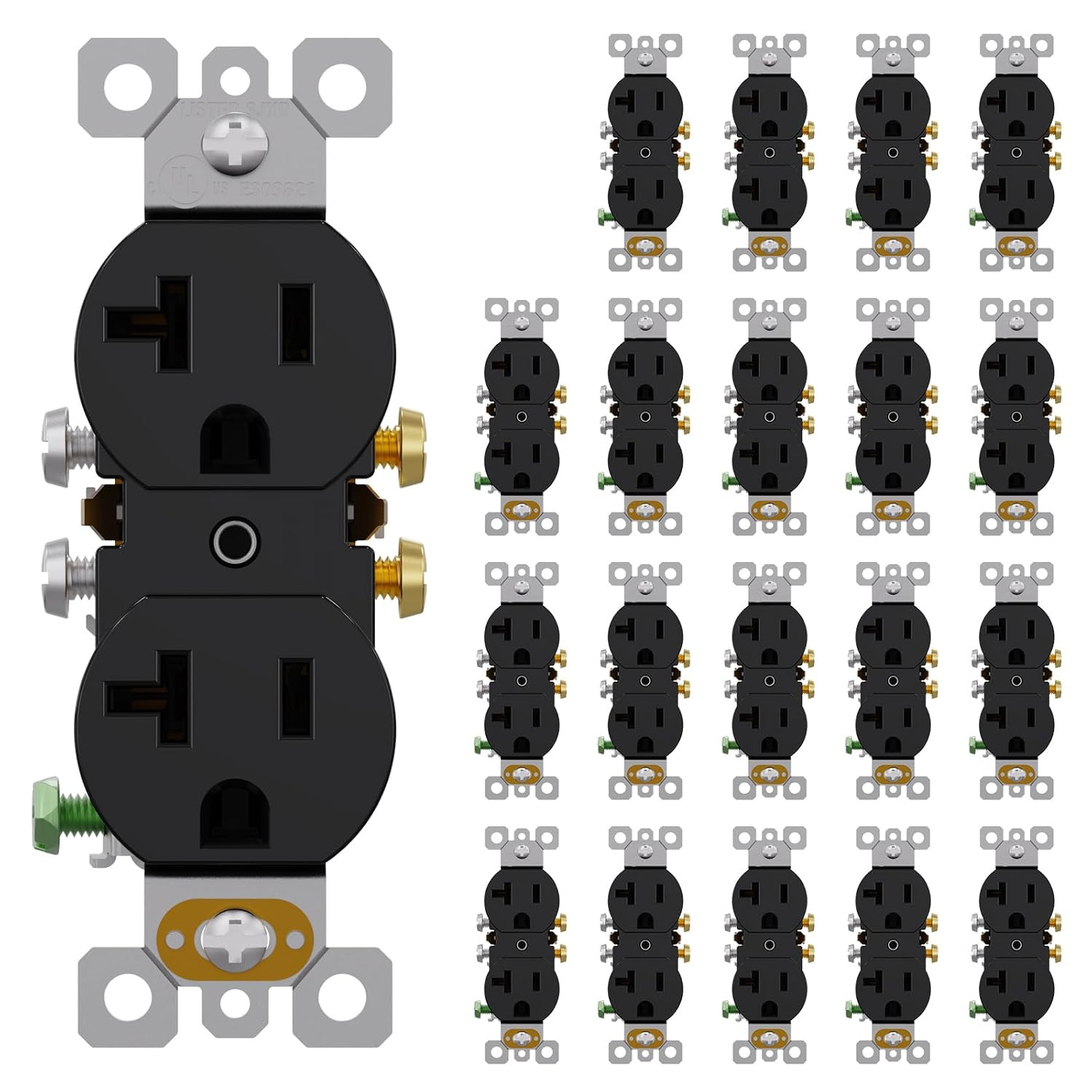 20 Pack 20 Amp Duplex Outlet 125V Wall Receptacle Heavy Duty Self Grounding