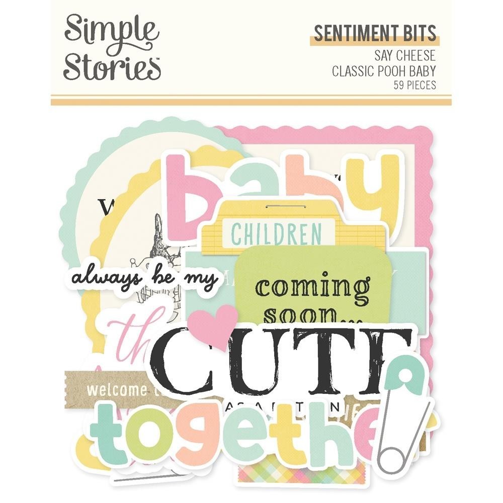 Crafts SS DieCuts Sentiment Bits Pooh Baby Welcome Hello Adventure Cute Precious