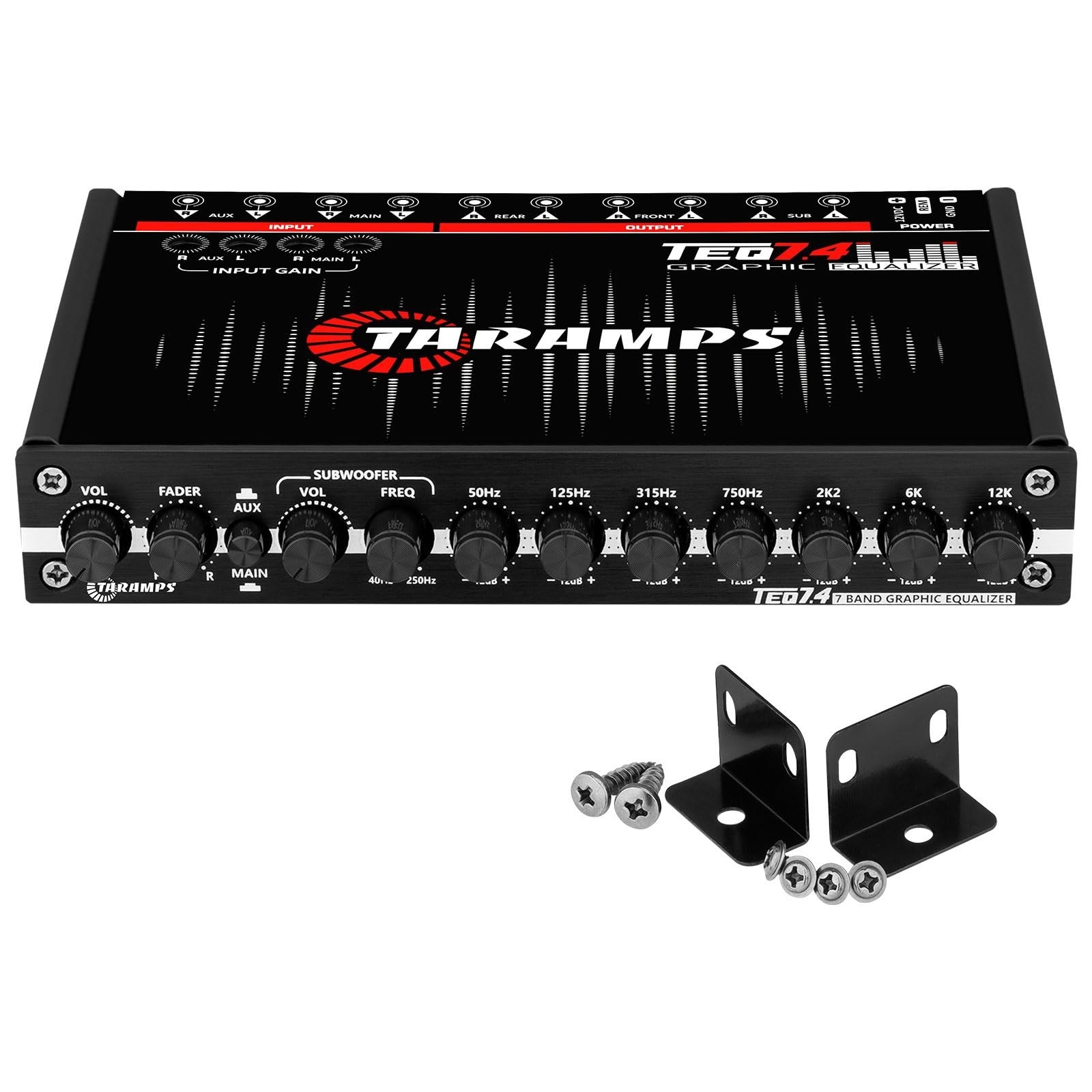 7-Band Graphic Equalizer for Car Audio, RCA Input/Output, Auxiliary Gain, Fader